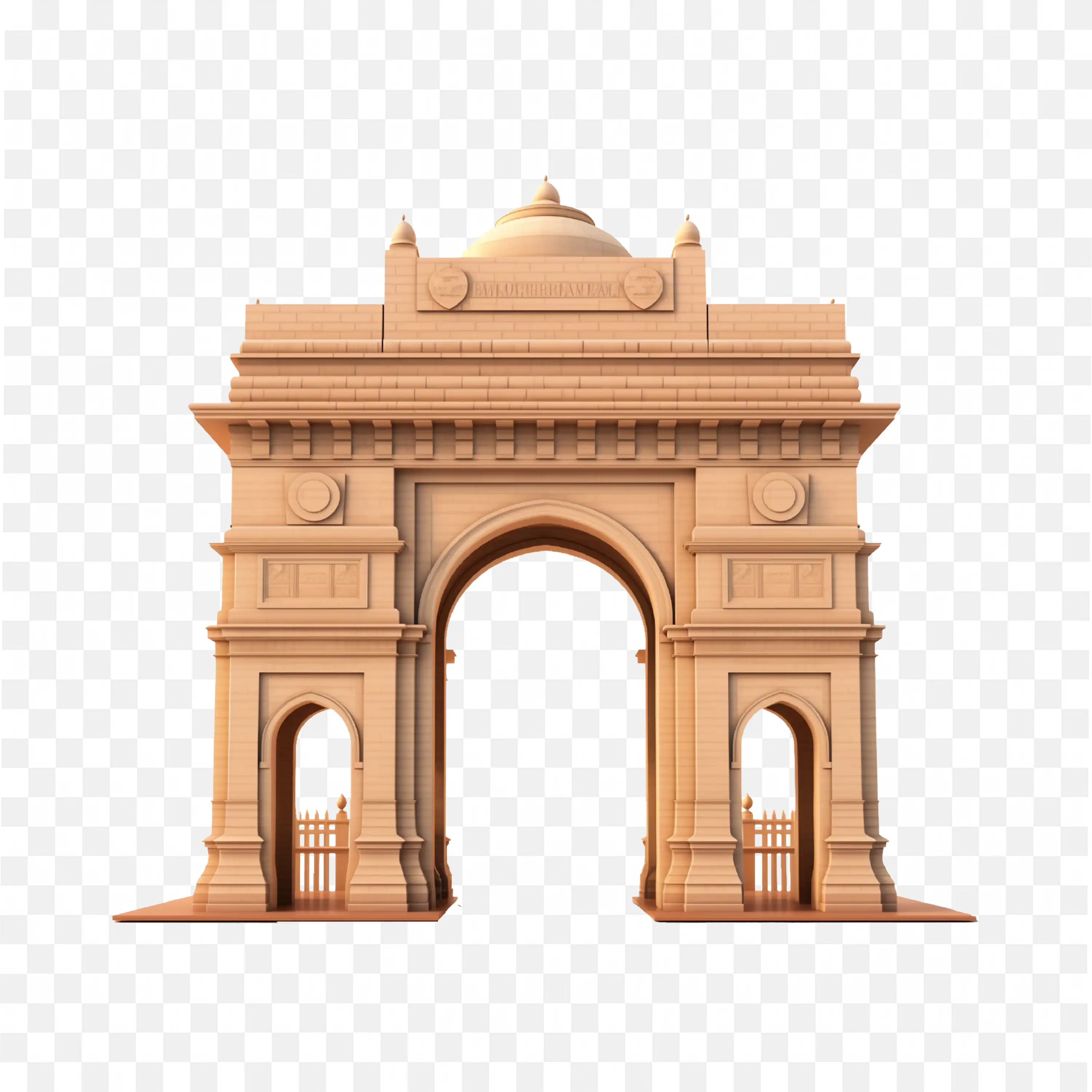 Front View of India Gate Monument With Detailed Arches PNG