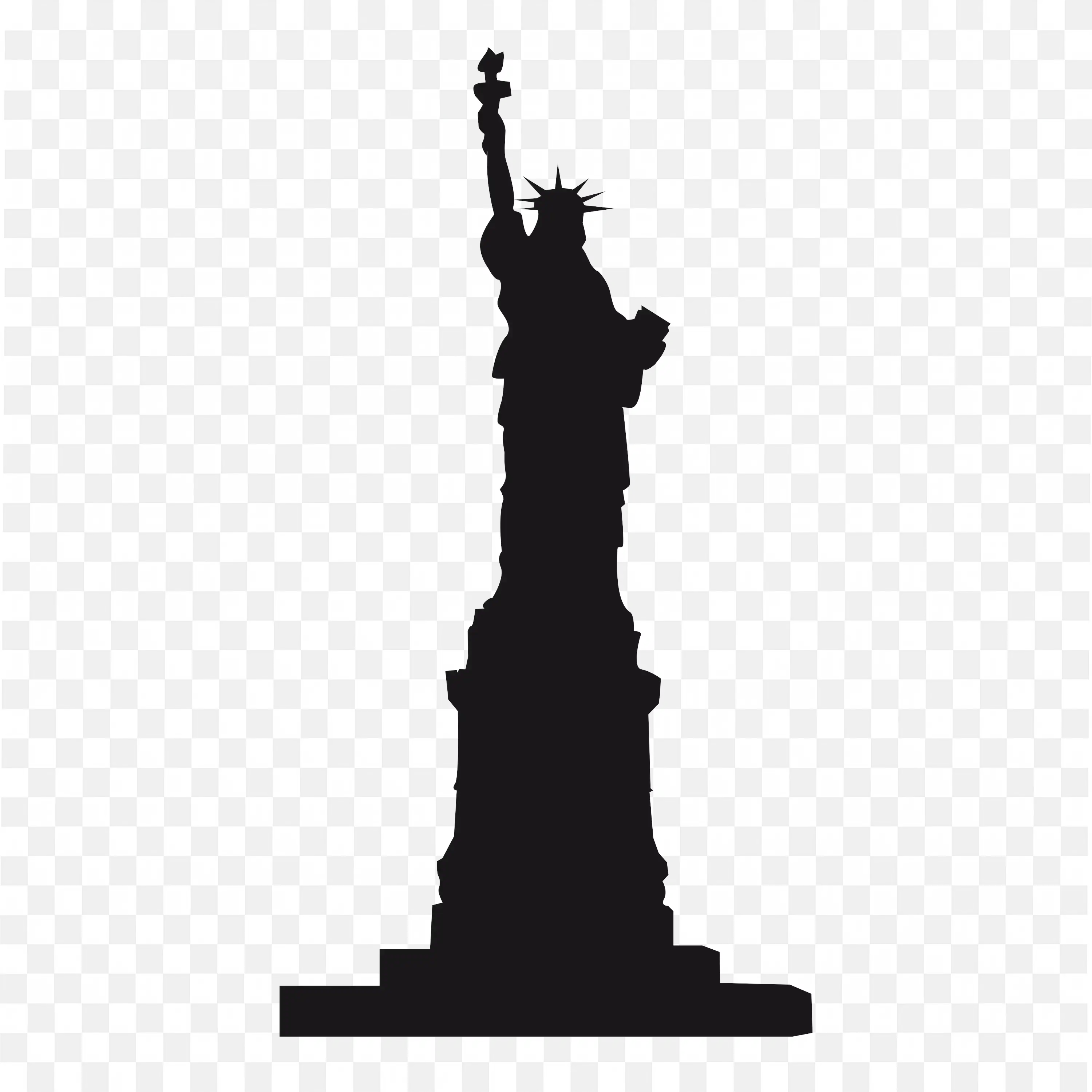 Full Black Outline of Statue of Liberty on Pedestal Base