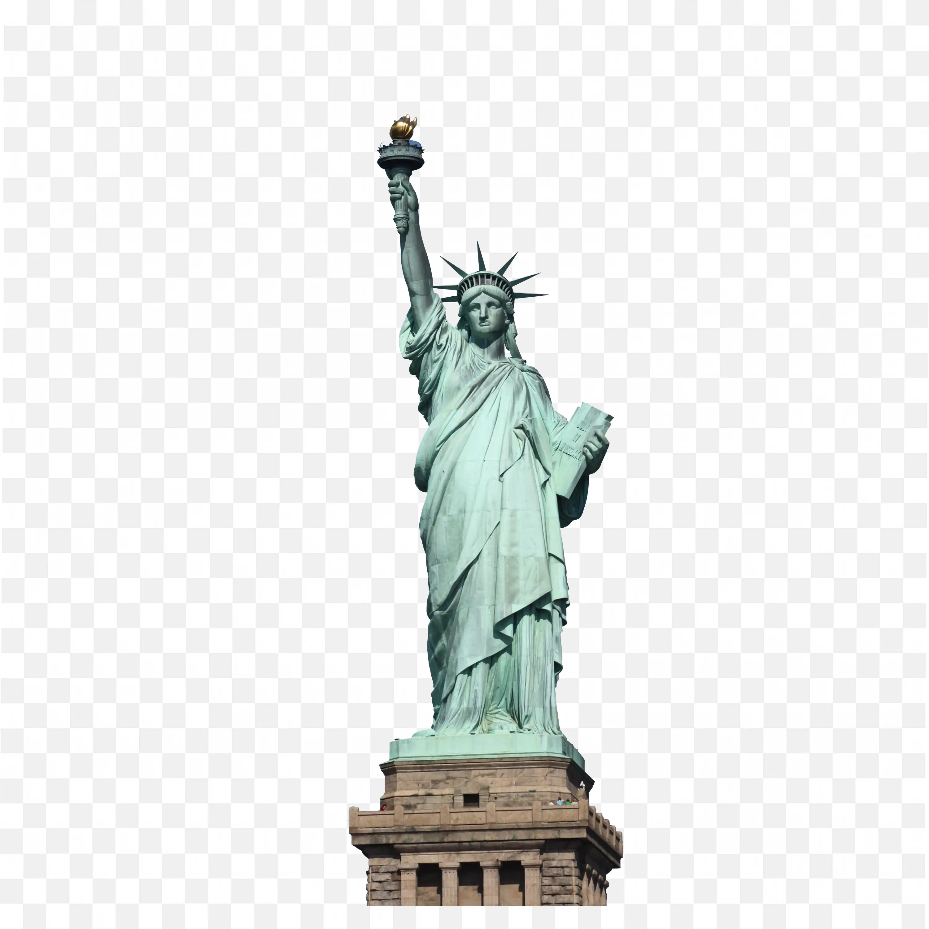 Full View of Statue of Liberty on Pedestal Free PNG