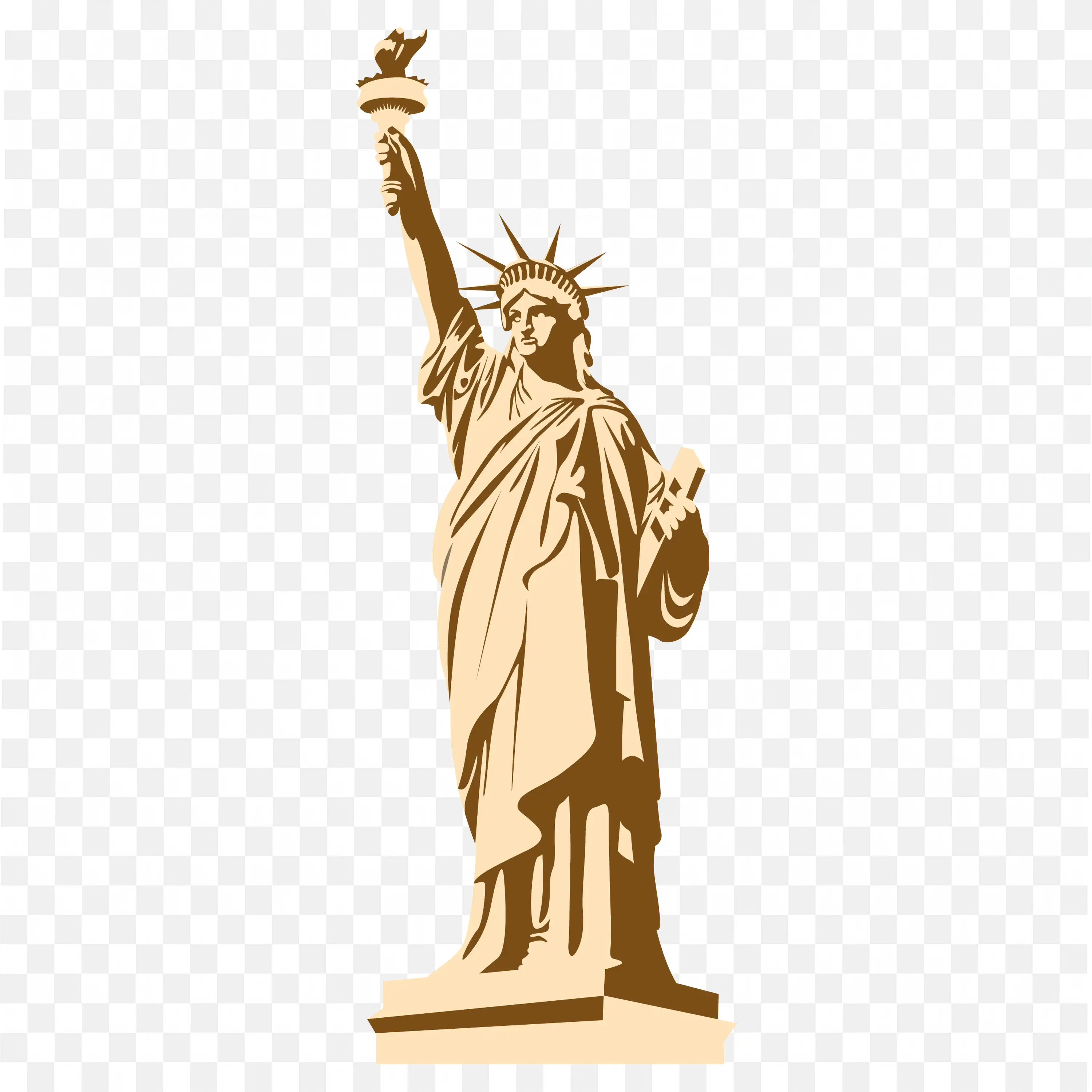 Gold Tone Statue of Liberty Standing With Torch on High