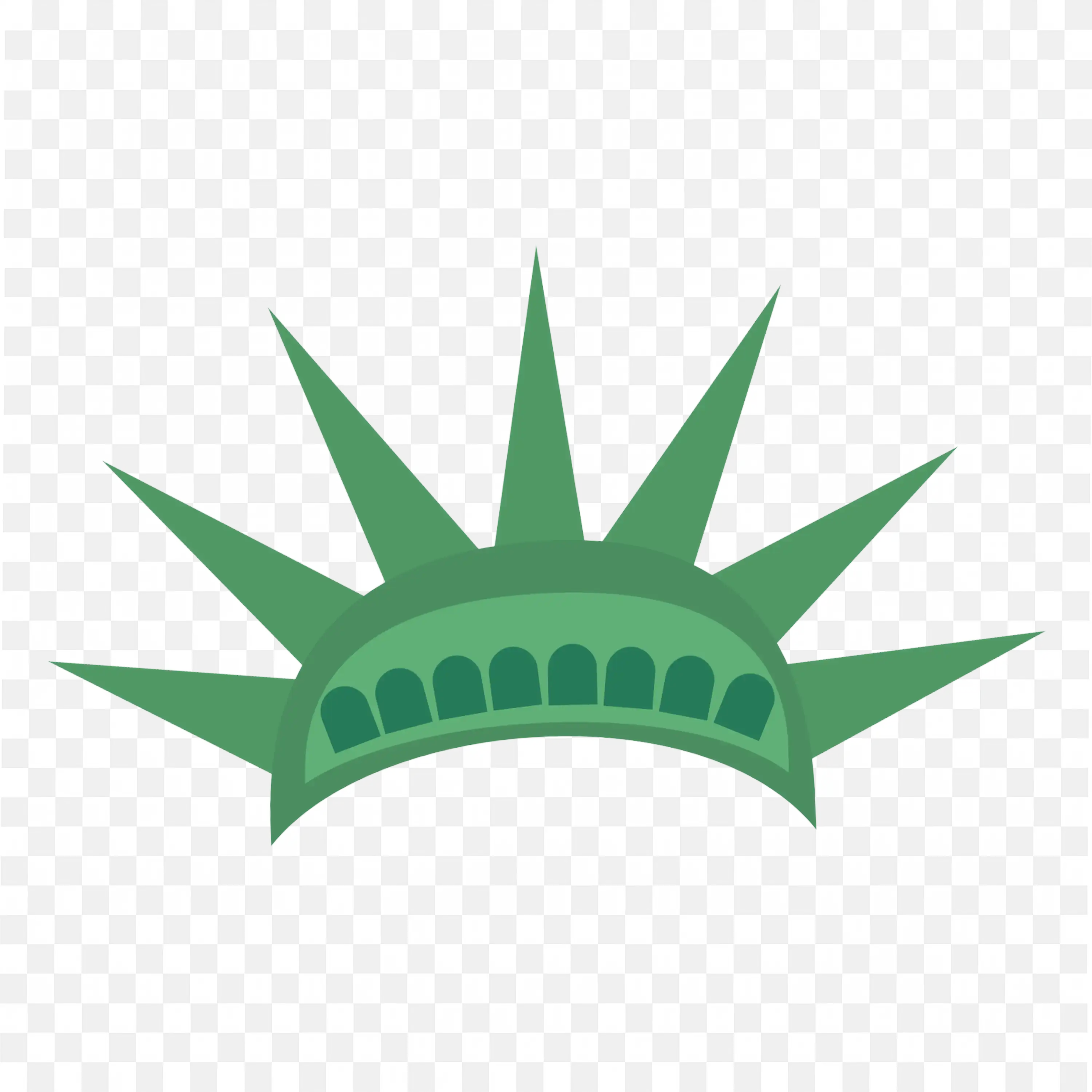 Green Graphic Image of Statue of Liberty Crown Spikes PNG