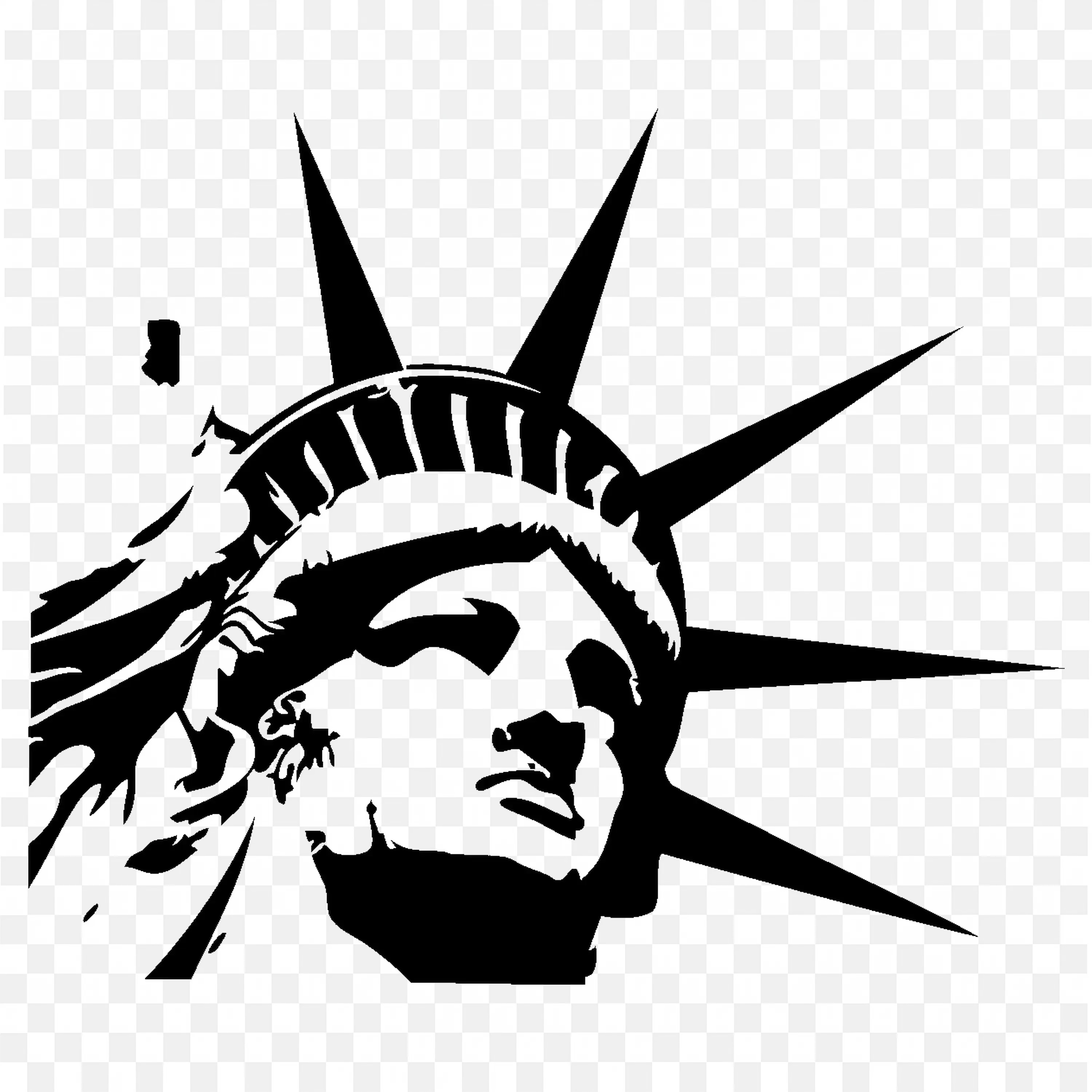 High Quality Black and White Close Up of Liberty Face PNG