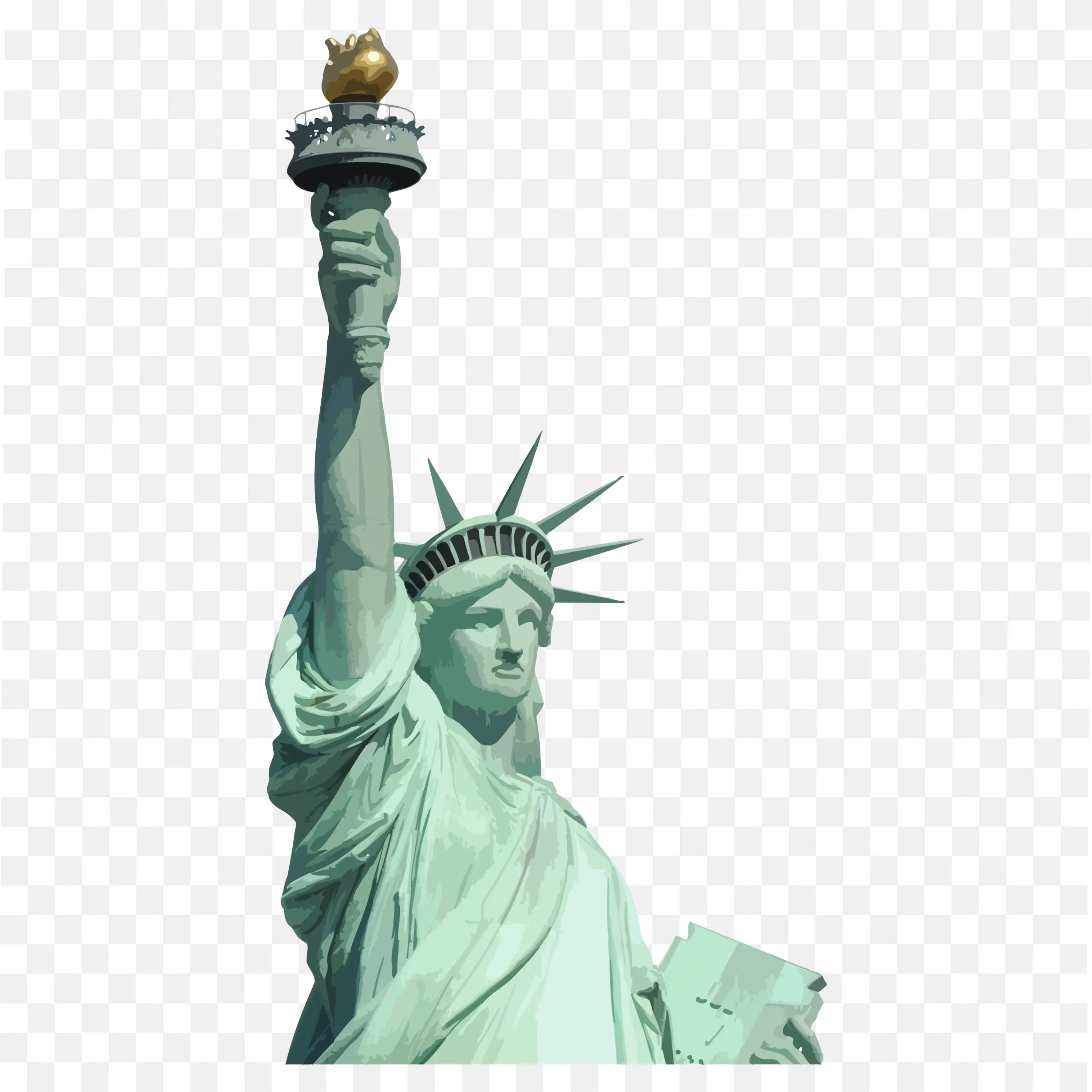 Iconic Statue of Liberty With Detailed Torch and Face PNG