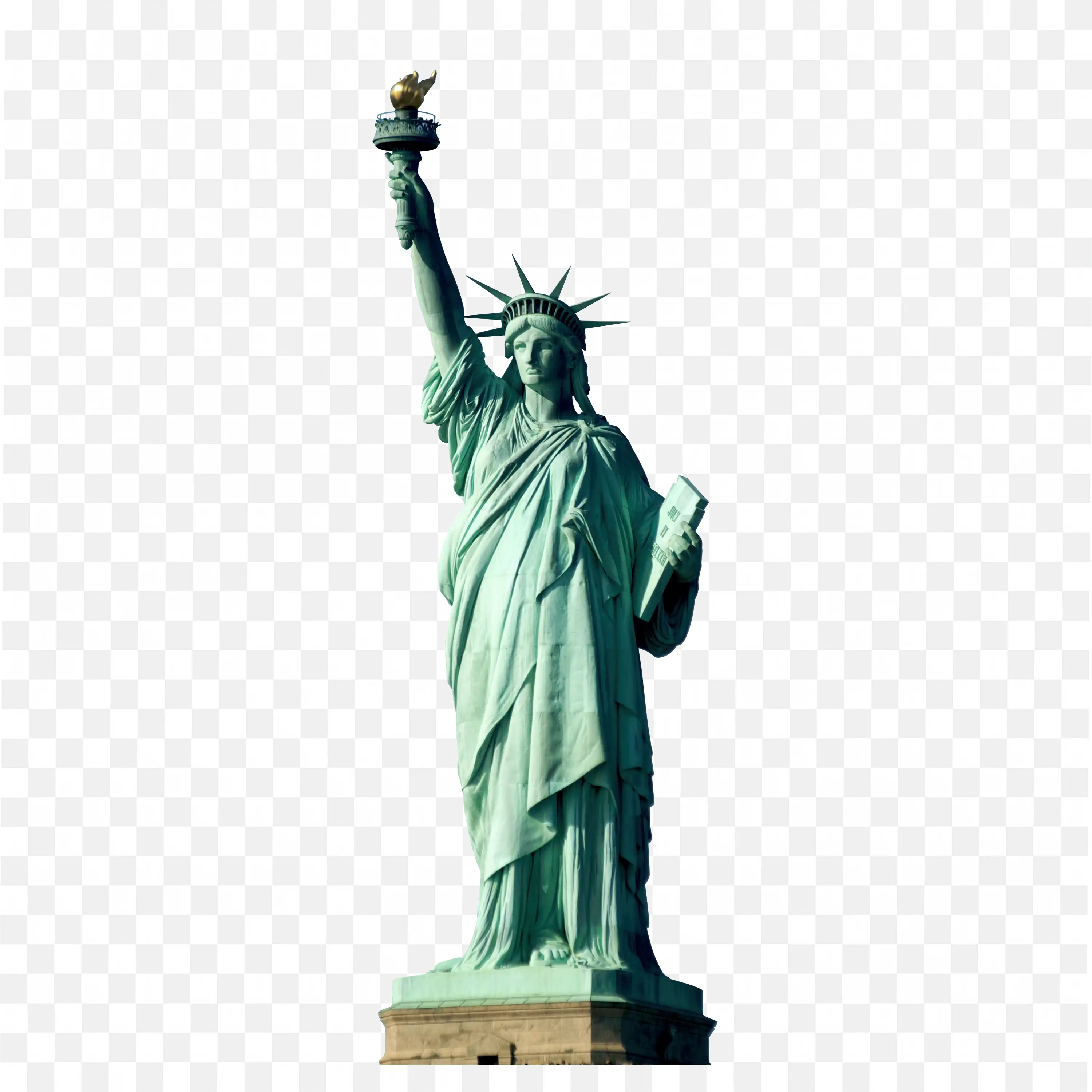 Iconic Statue of Liberty With Torch Held High Free PNG