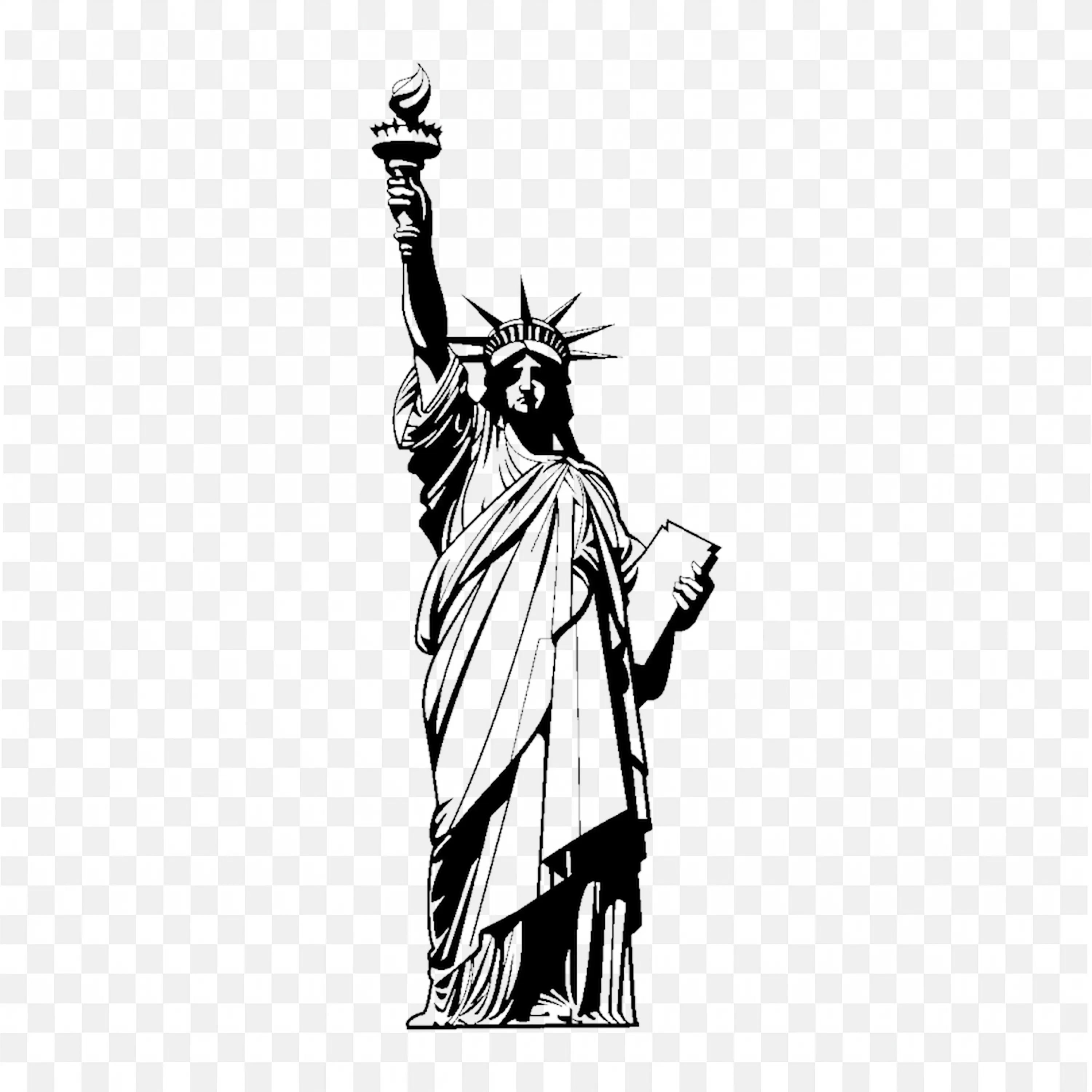 Liberty Statue Silhouette Standing Tall With Torch In Hand