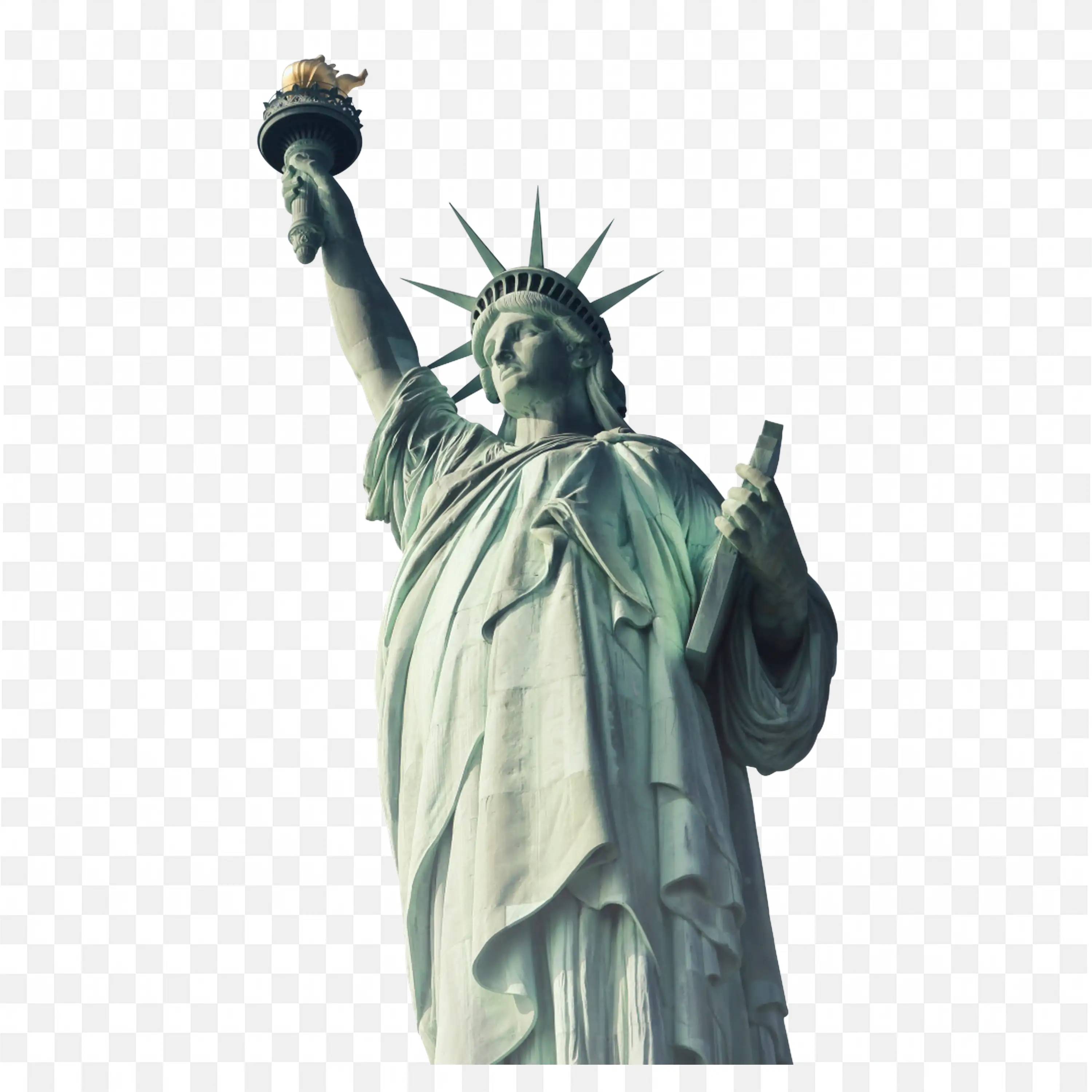 PNG of Statue of Liberty Viewed From Below Holding Torch