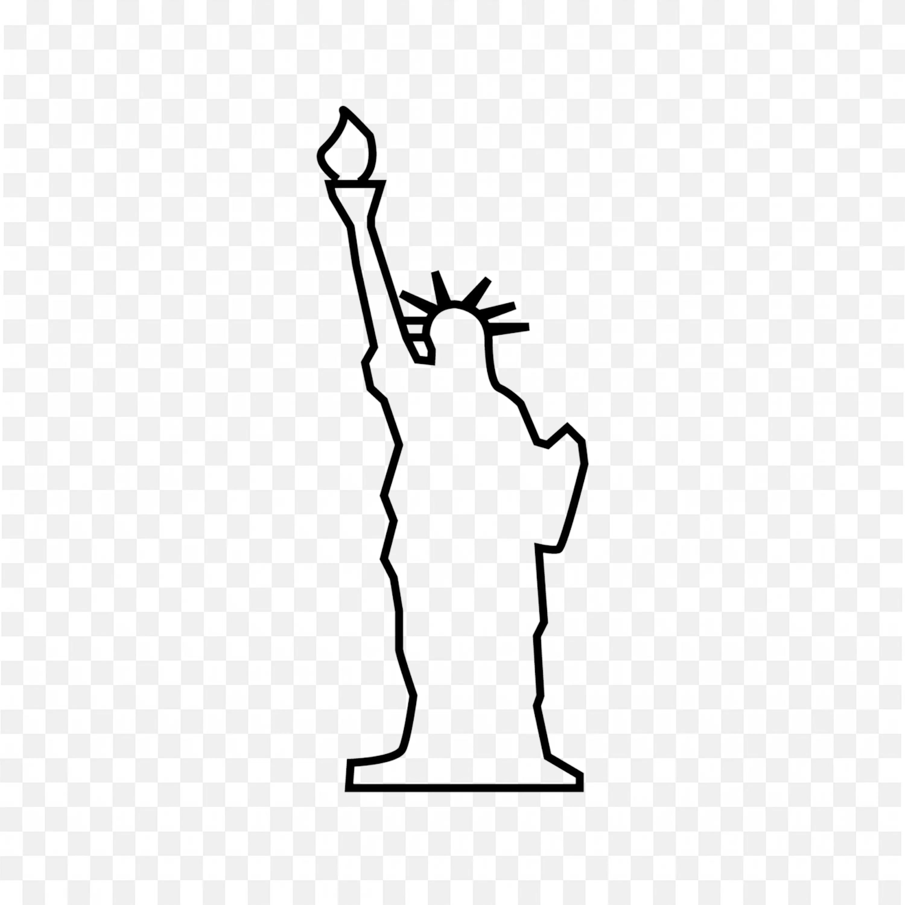 Simple Black Line Art of Statue of Liberty PNG Download
