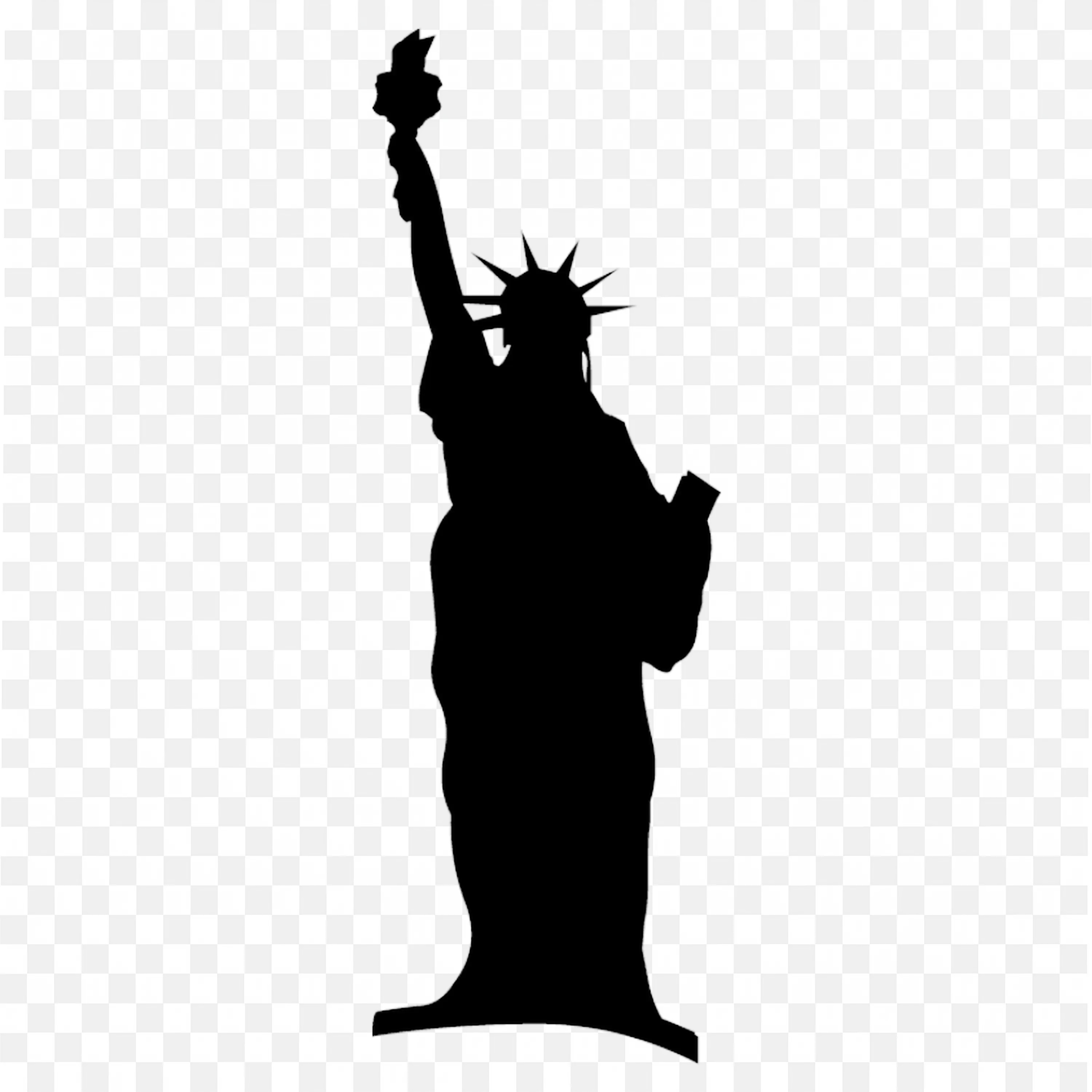 Statue of Liberty Black Image With Arm Raised High Torch PNG