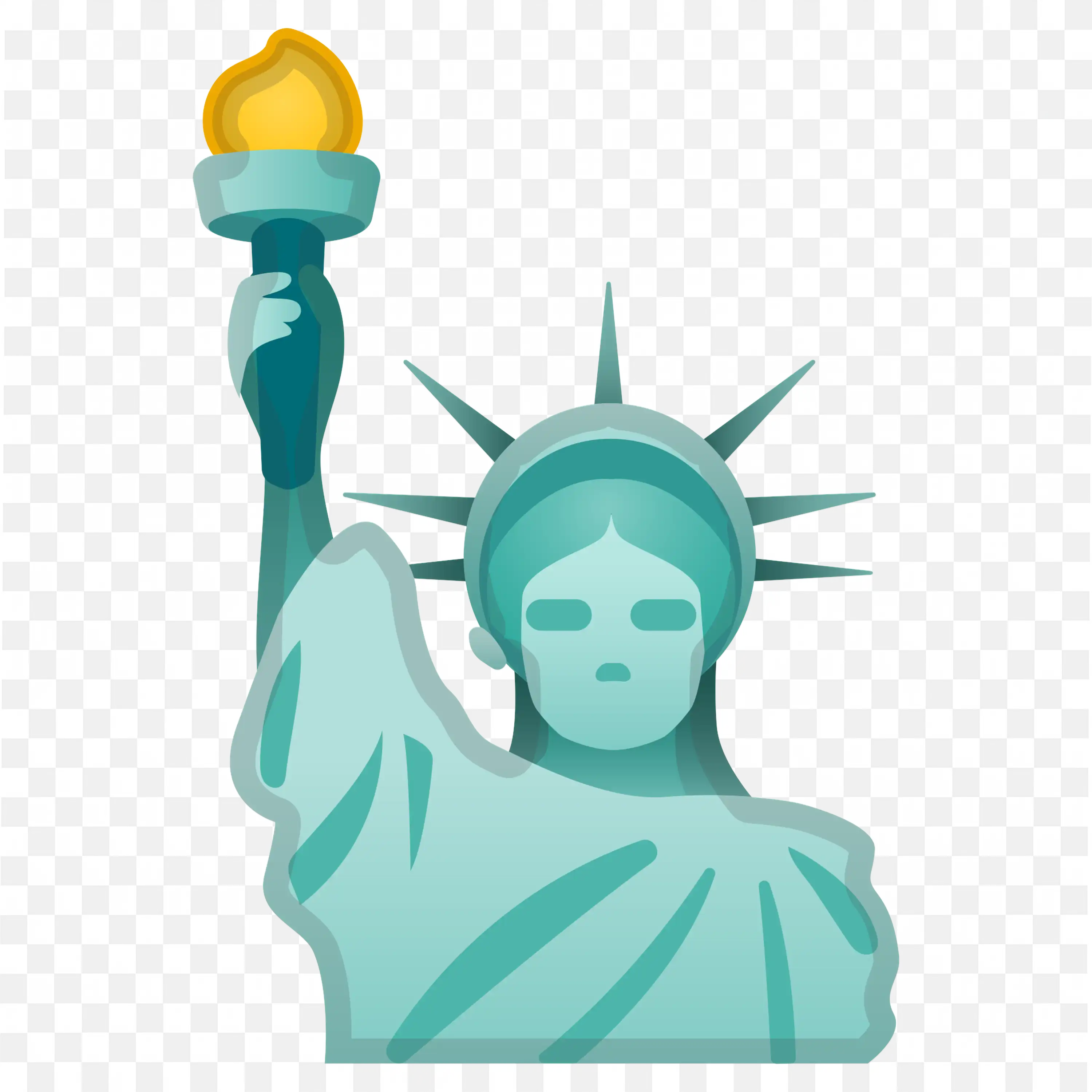 Statue of Liberty Cartoon Emoji With Raised Torch Free PNG