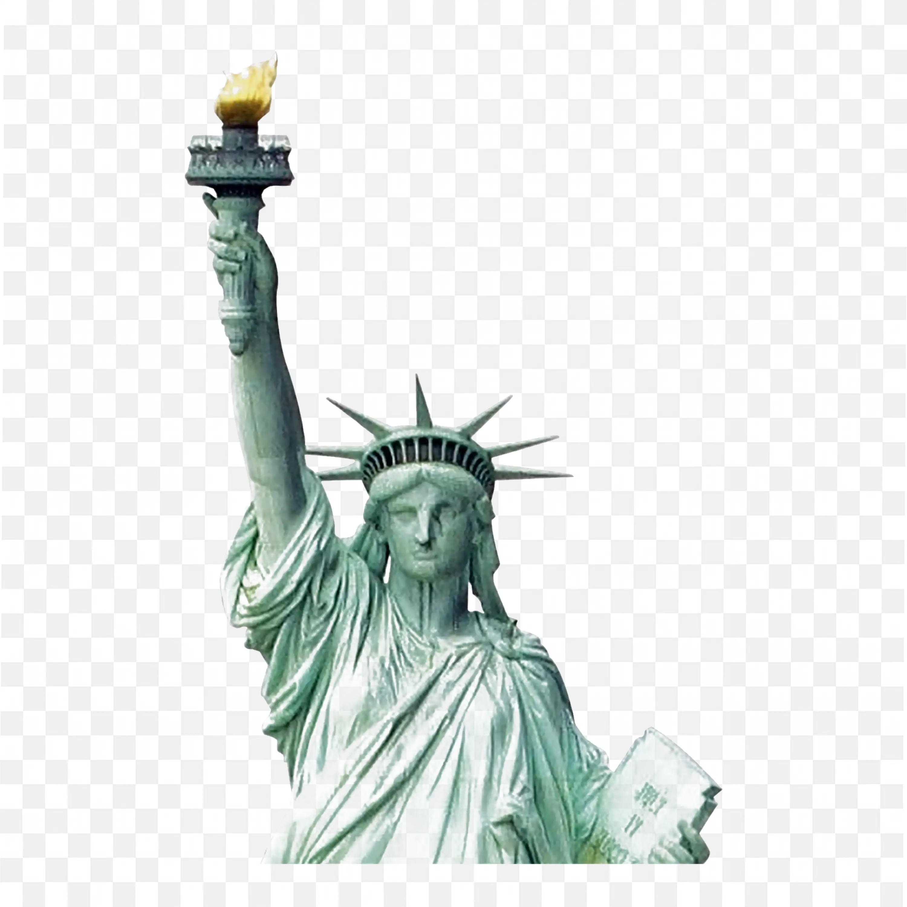 Statue of Liberty Close Up Holding Torch and Tablet PNG