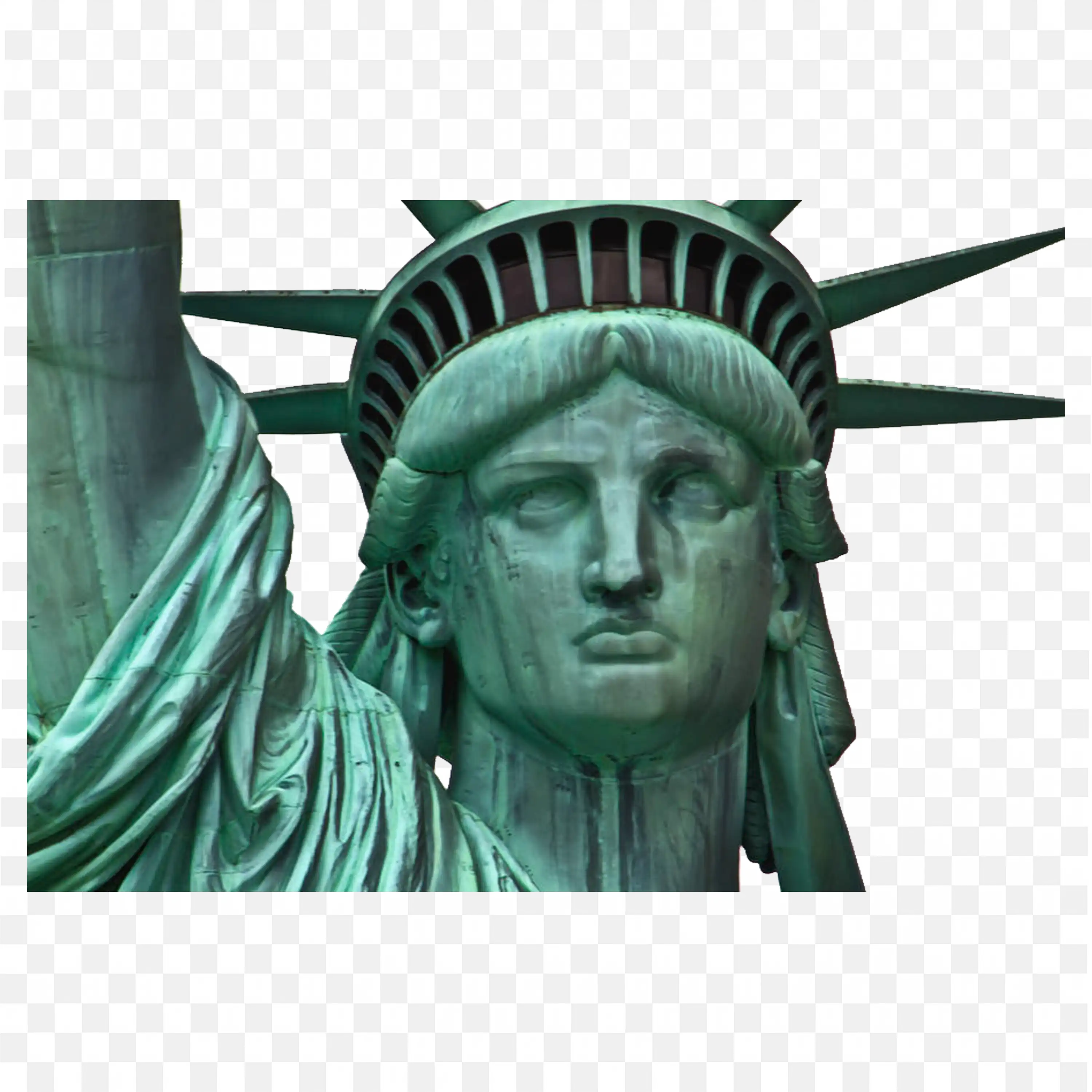 Statue of Liberty Face and Crown With Aged Detail