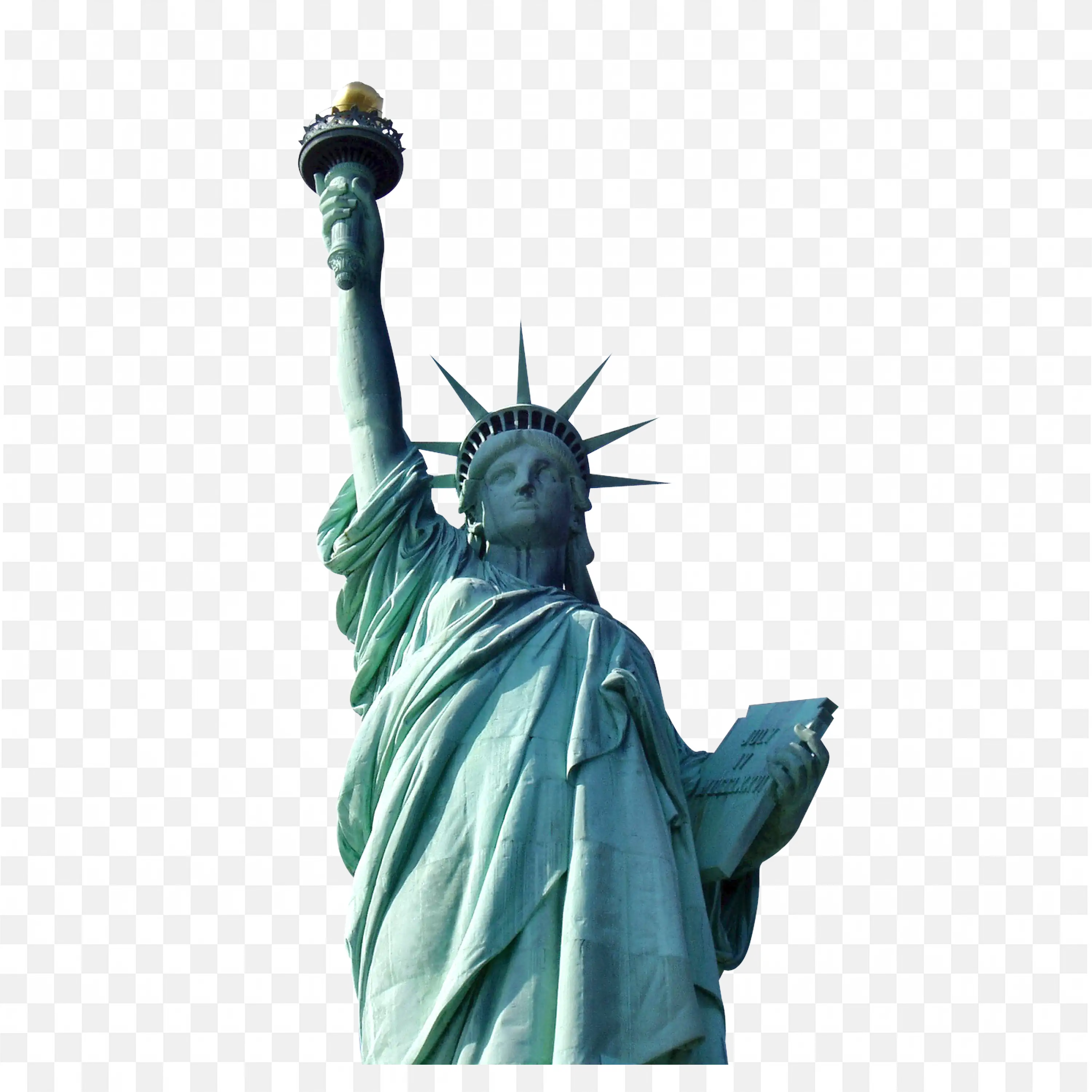 Statue of Liberty Full Front View With Low Angle PNG Image