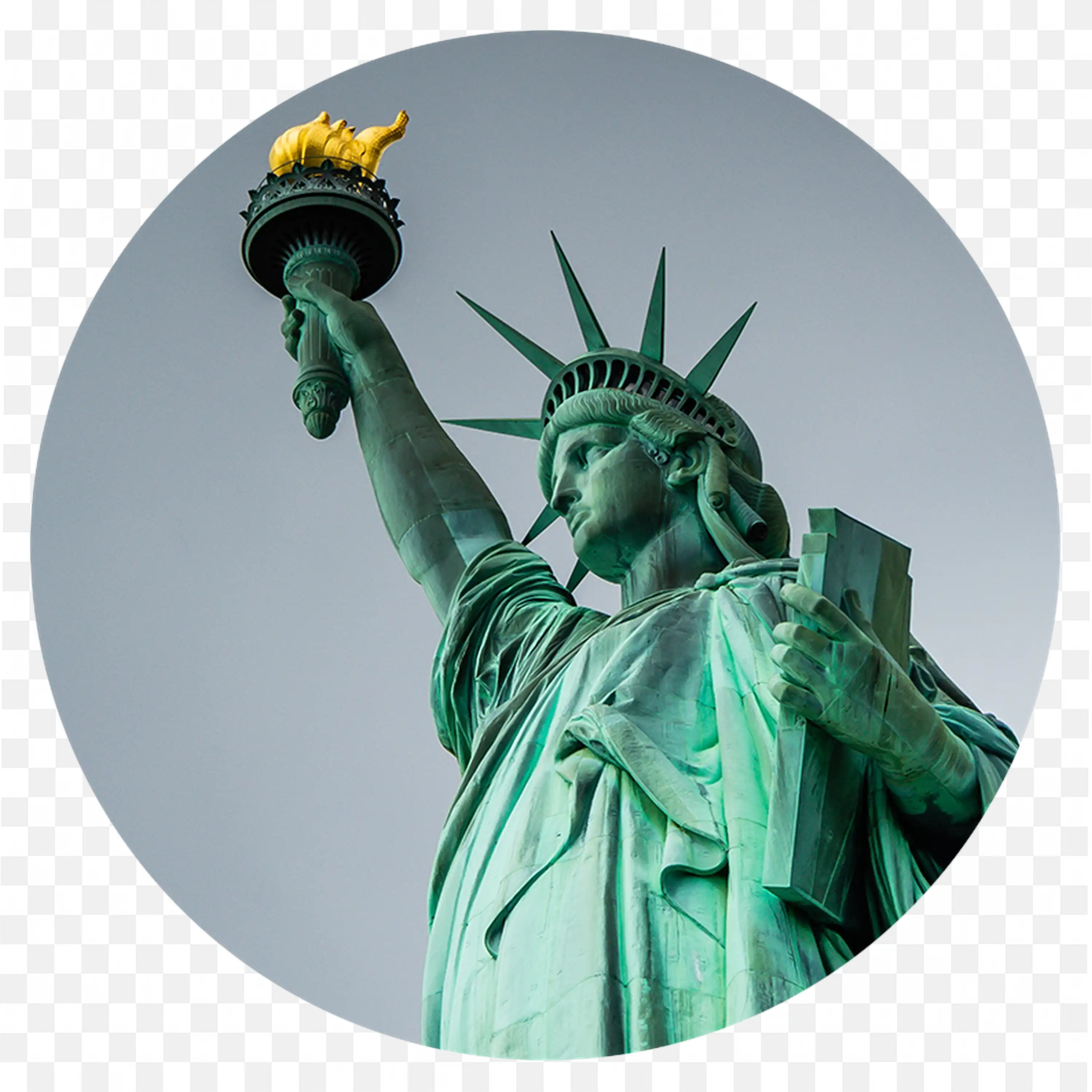 Statue of Liberty With Gray Sky Background Free PNG Download