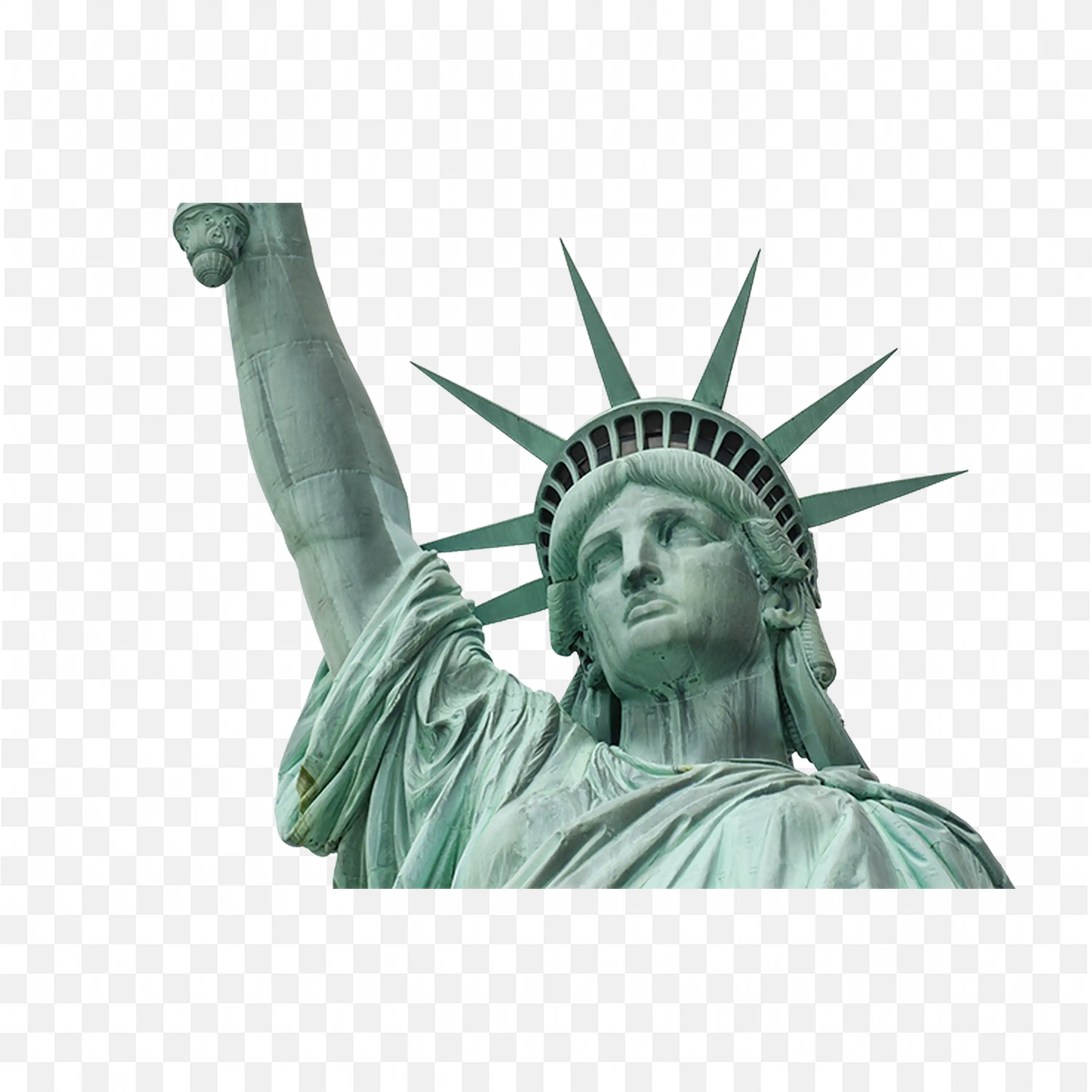 Statue of Liberty Half View With Raised Torch PNG Download