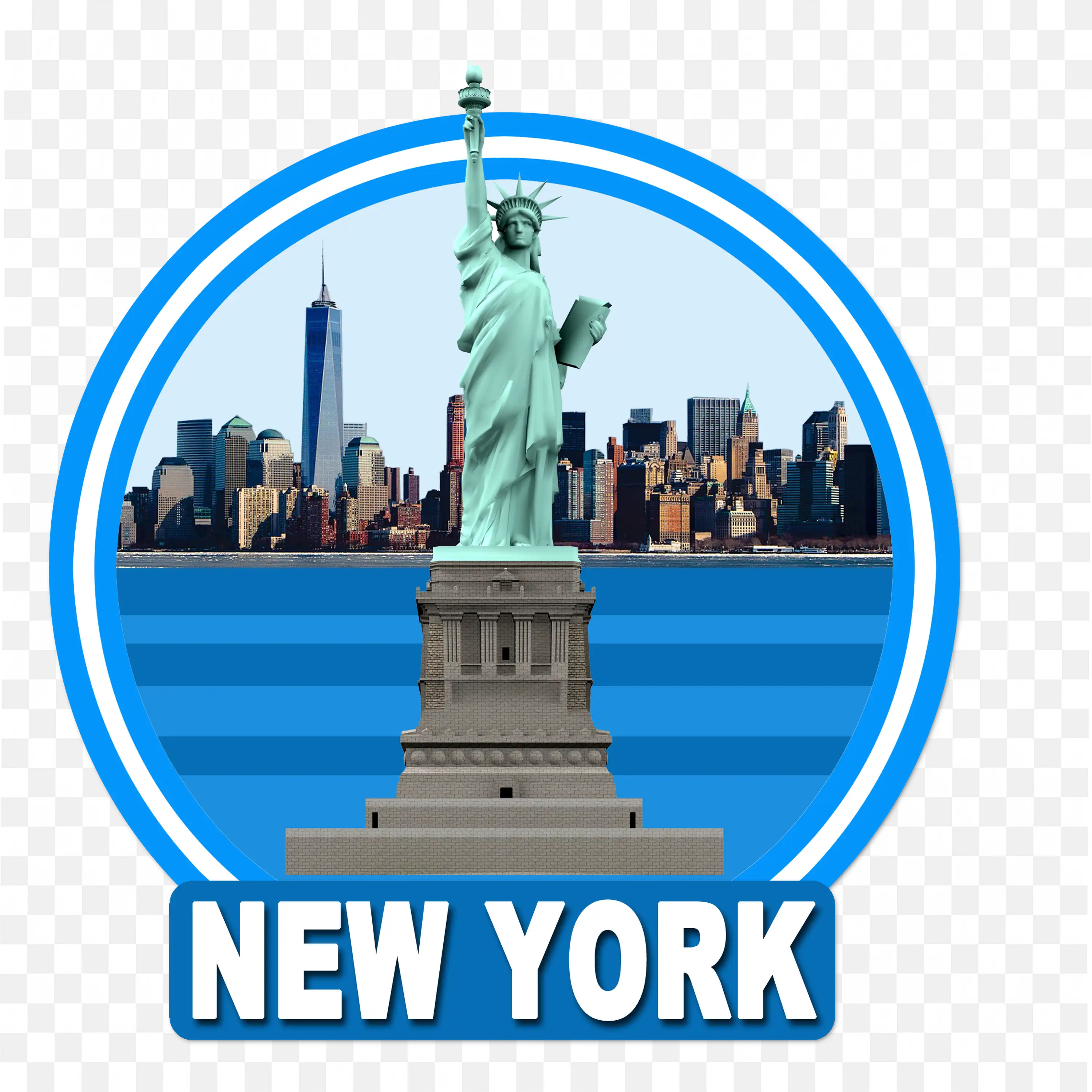 Statue of Liberty With New York City Skyline Background