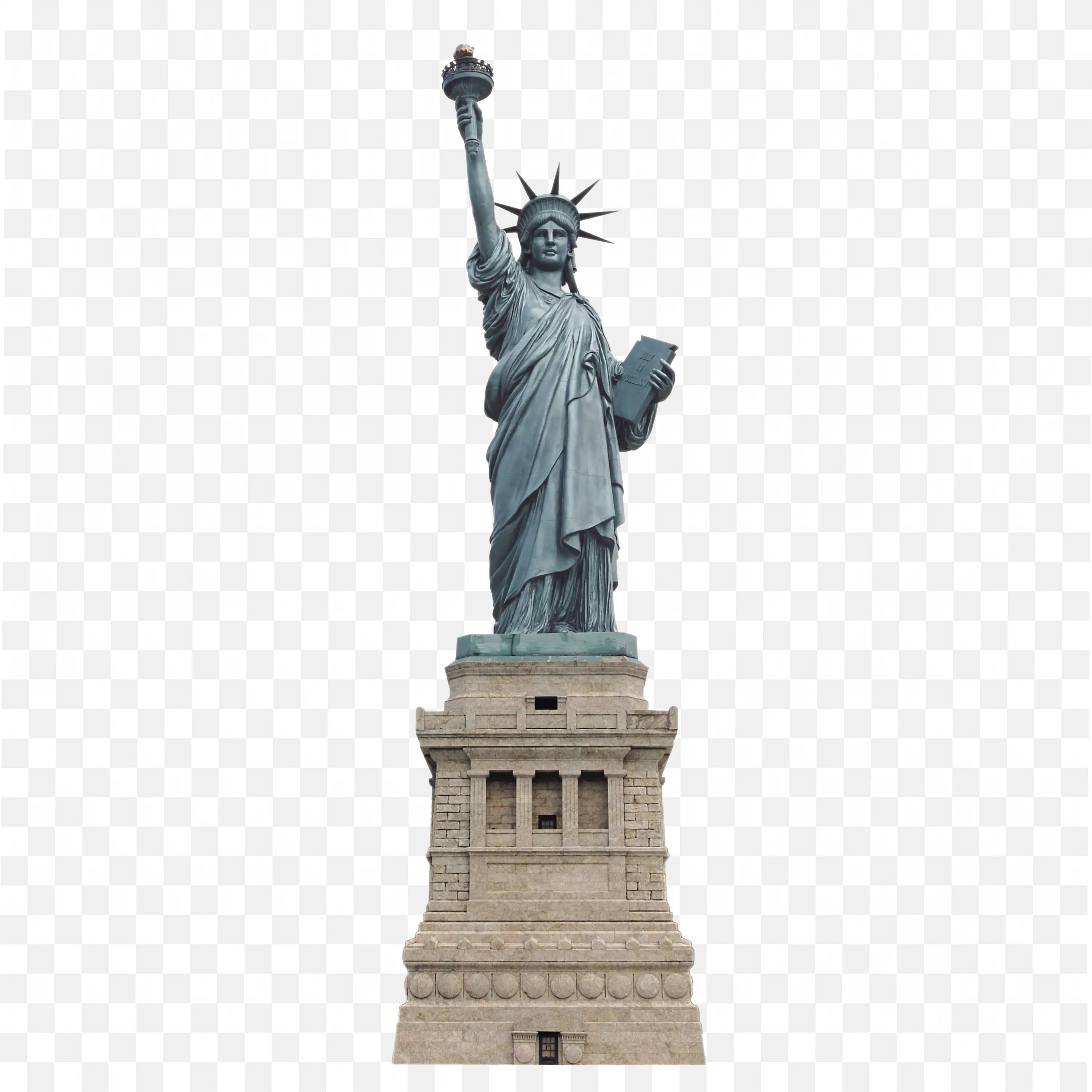 Statue of Liberty Standing Tall on A Stone Base PNG