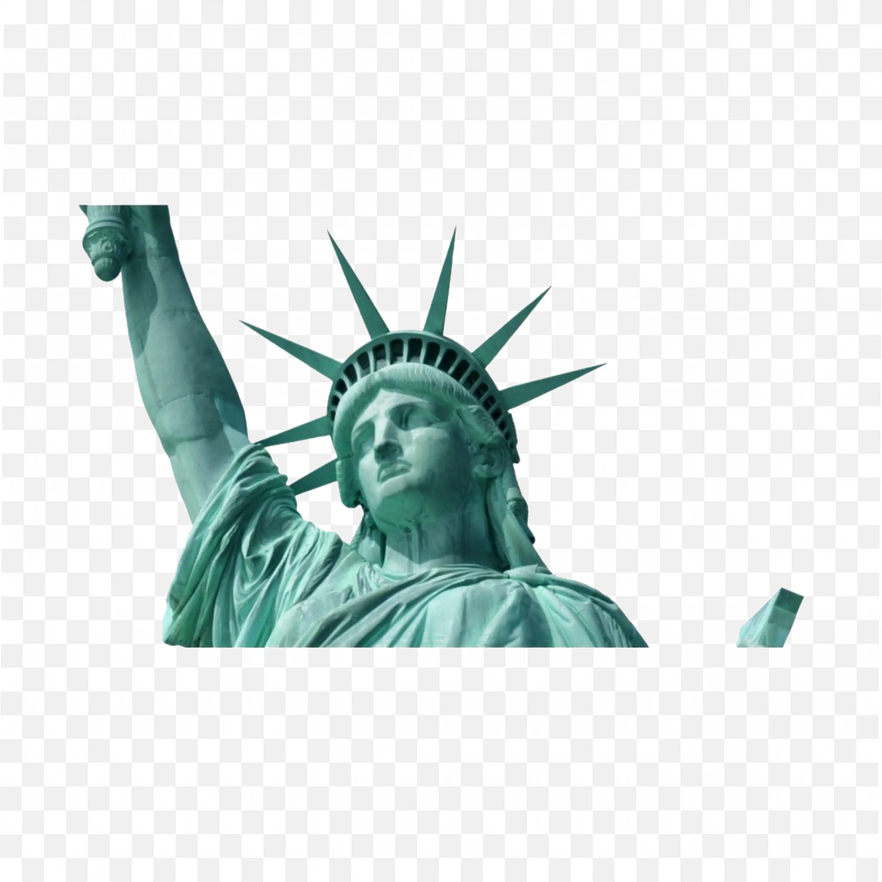 Tilted Angle View of Liberty Statue With Soft Blue Tone PNG