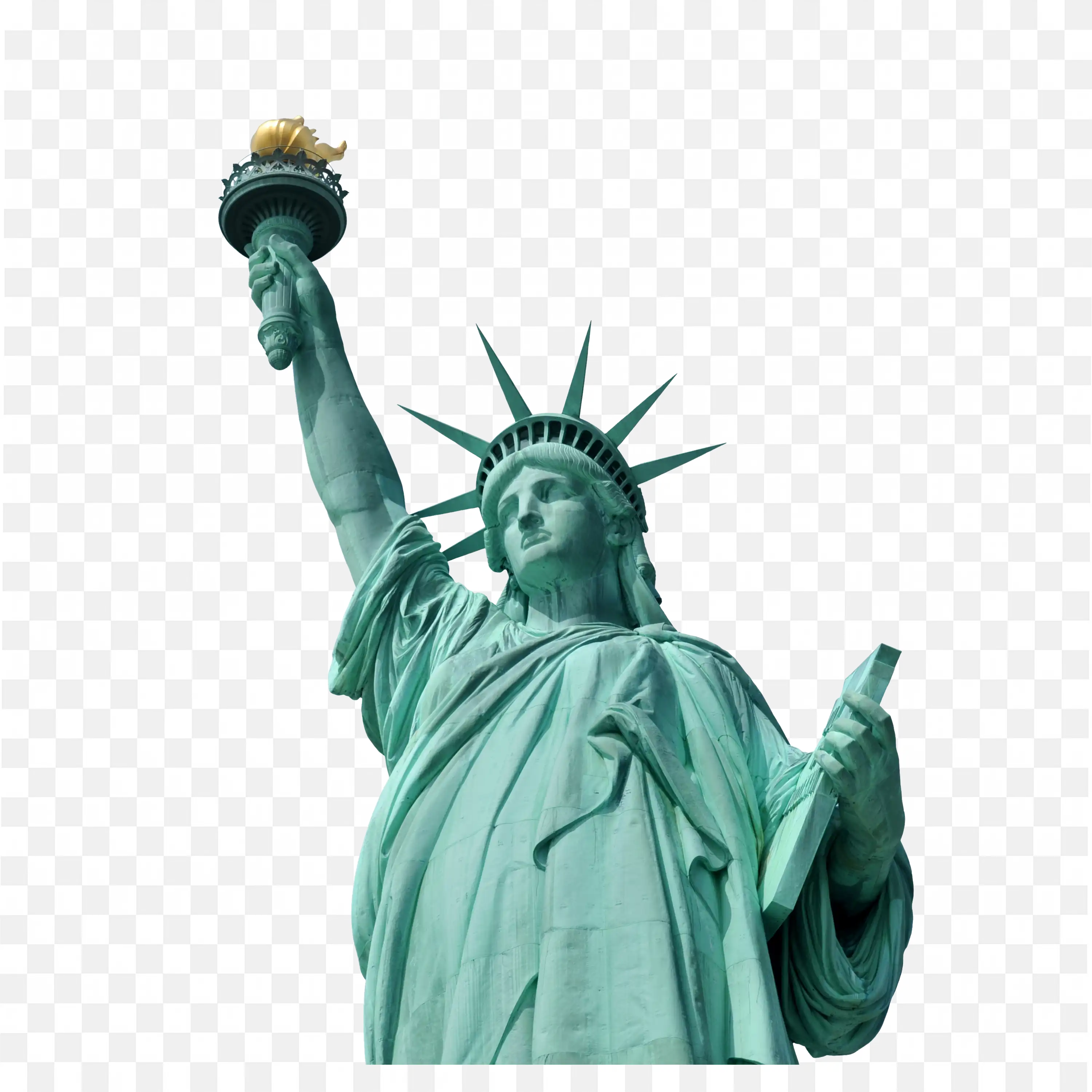Upward View of the Liberty Statue Holding Torch High PNG