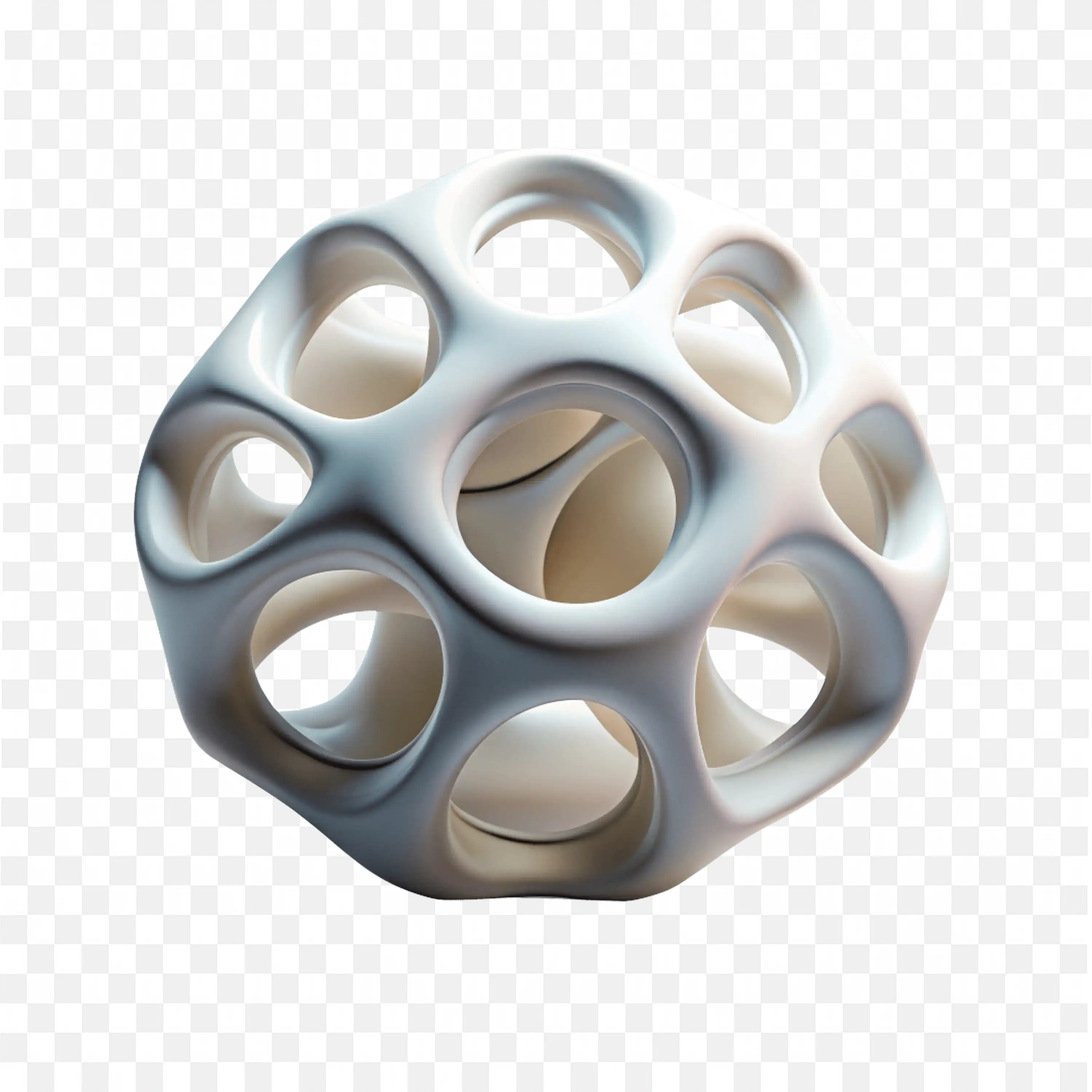Advanced 3D White Sphere with Circular Cutout Structures