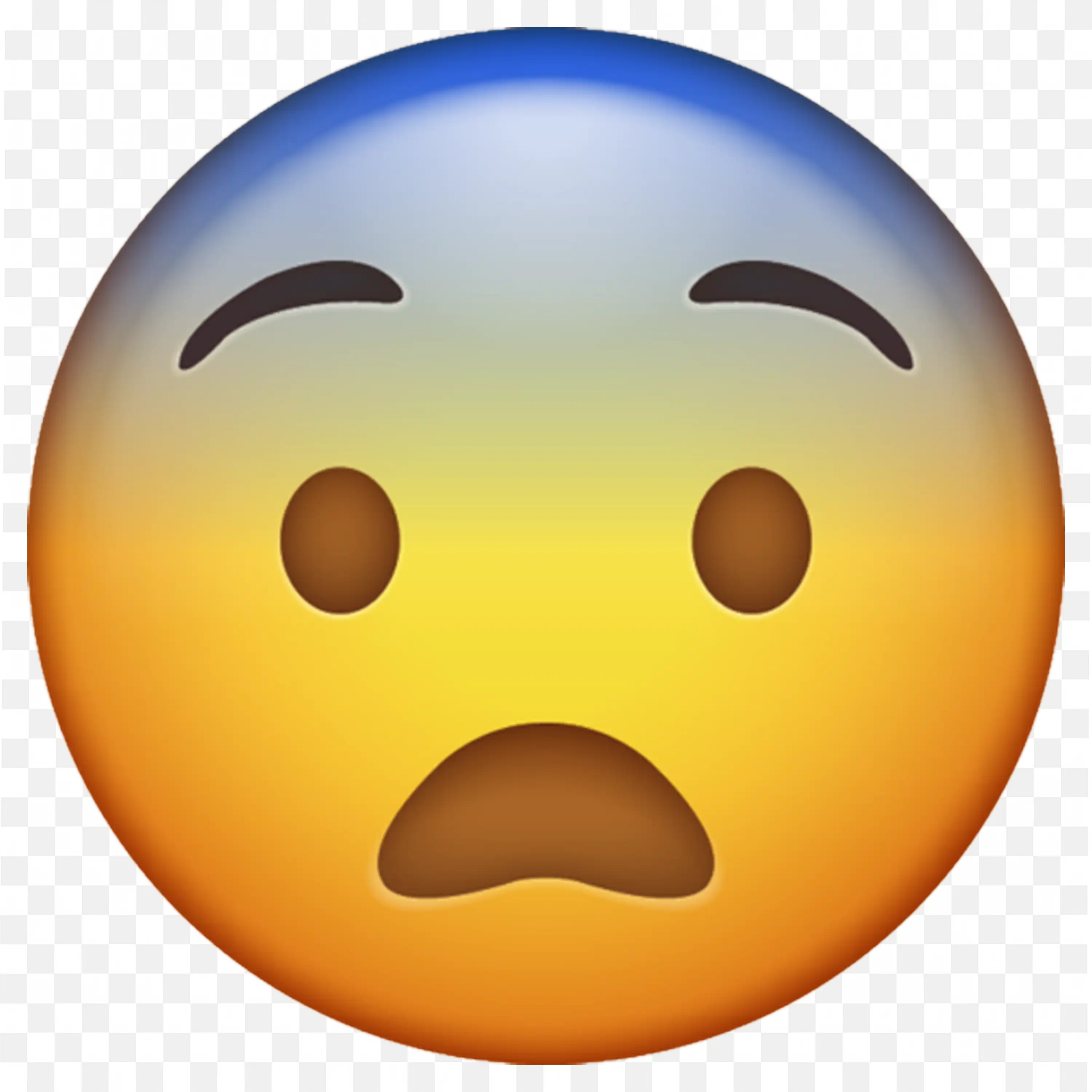 Anxious Emoji with Blue Gradient Forehead Free PNG Image