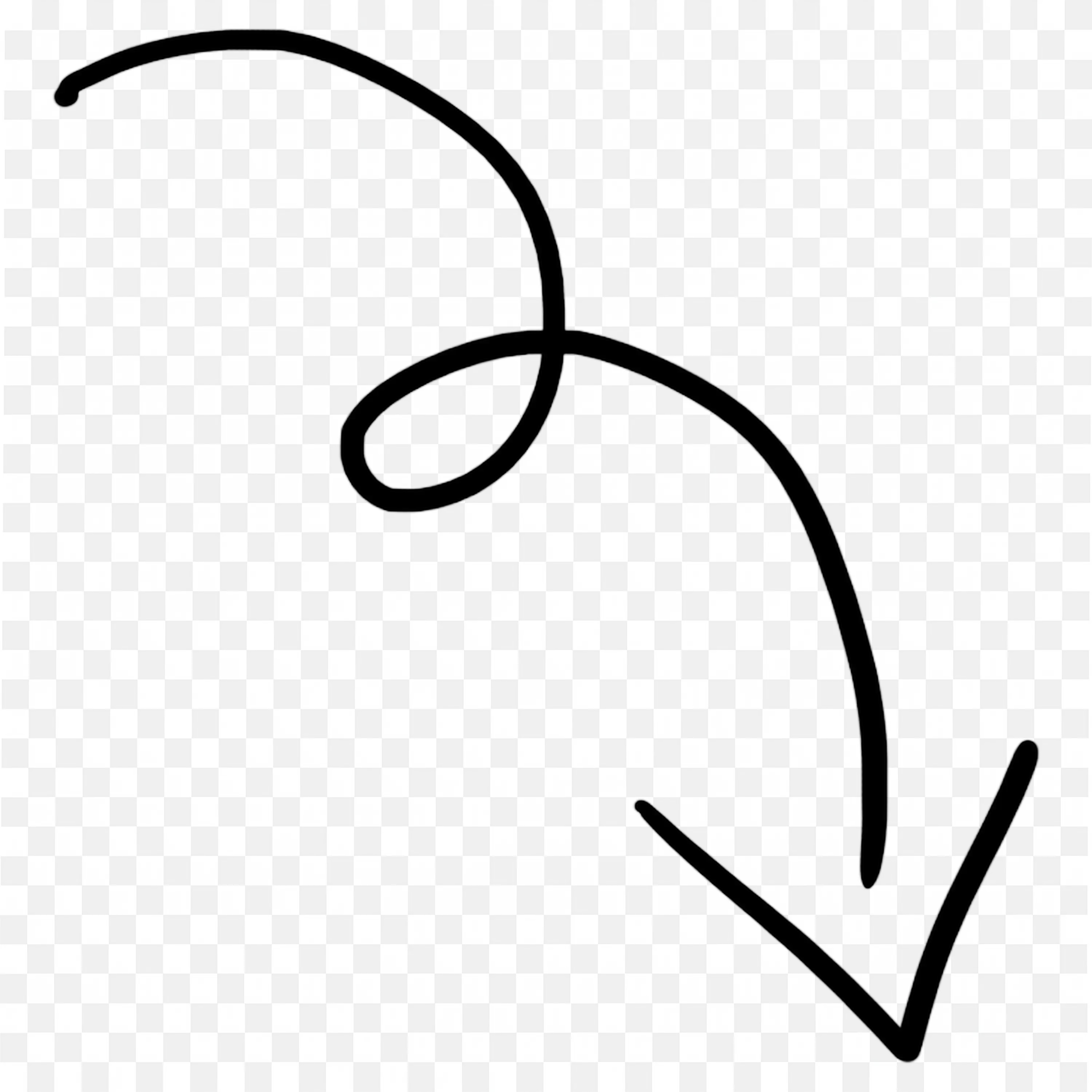 Black Spiral Curved Arrow Pointing Down PNG Download