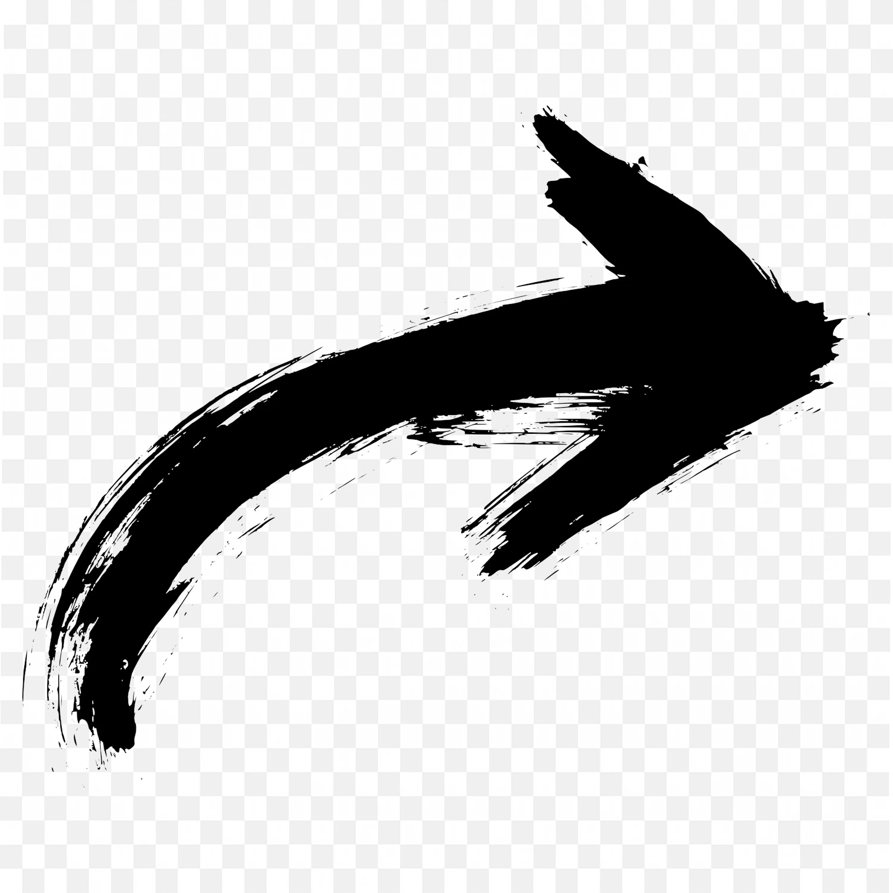 Black Thick Brush Mark Arrow Pointing Right Free PNG