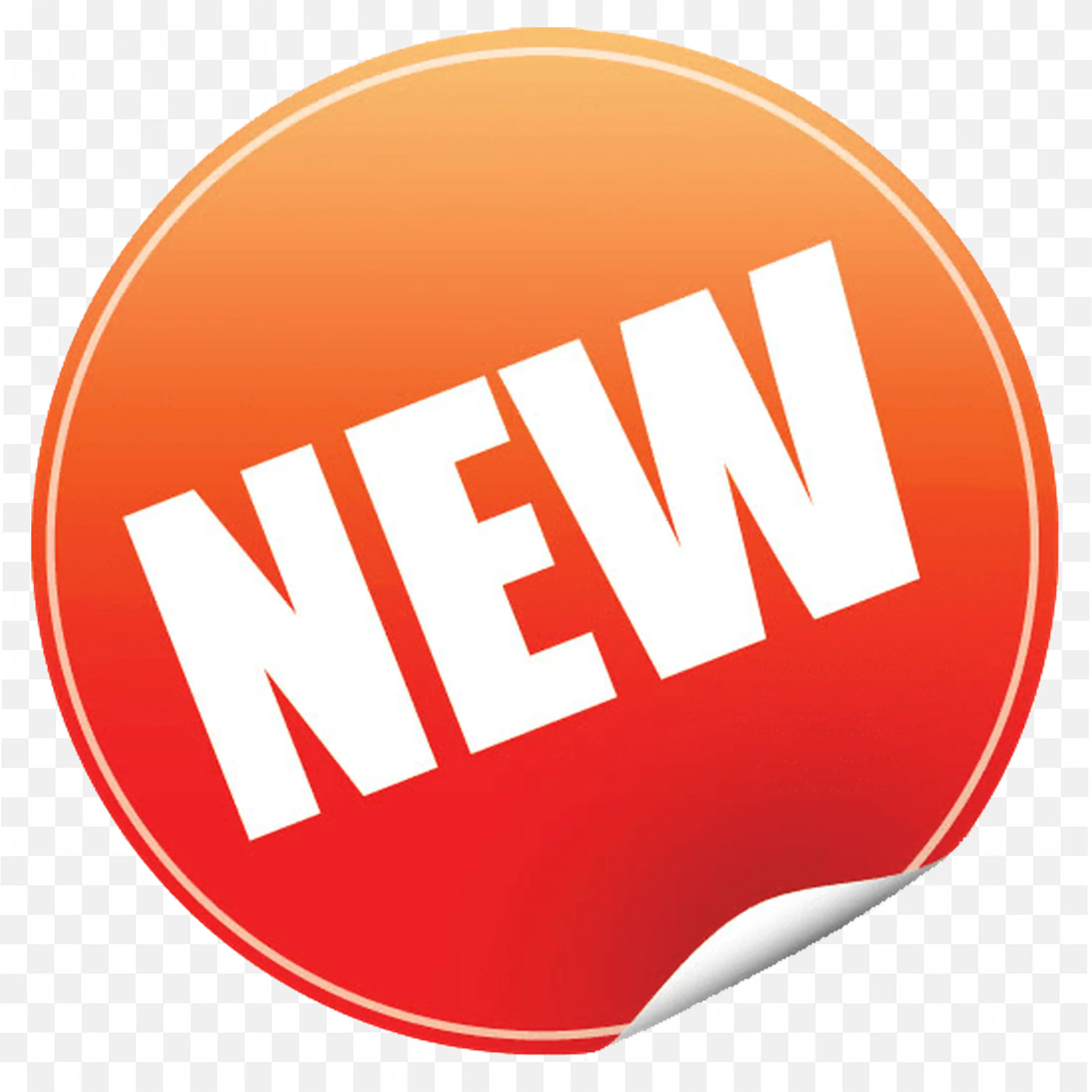 Bright Orange Sticker with New Label for Promotions PNG