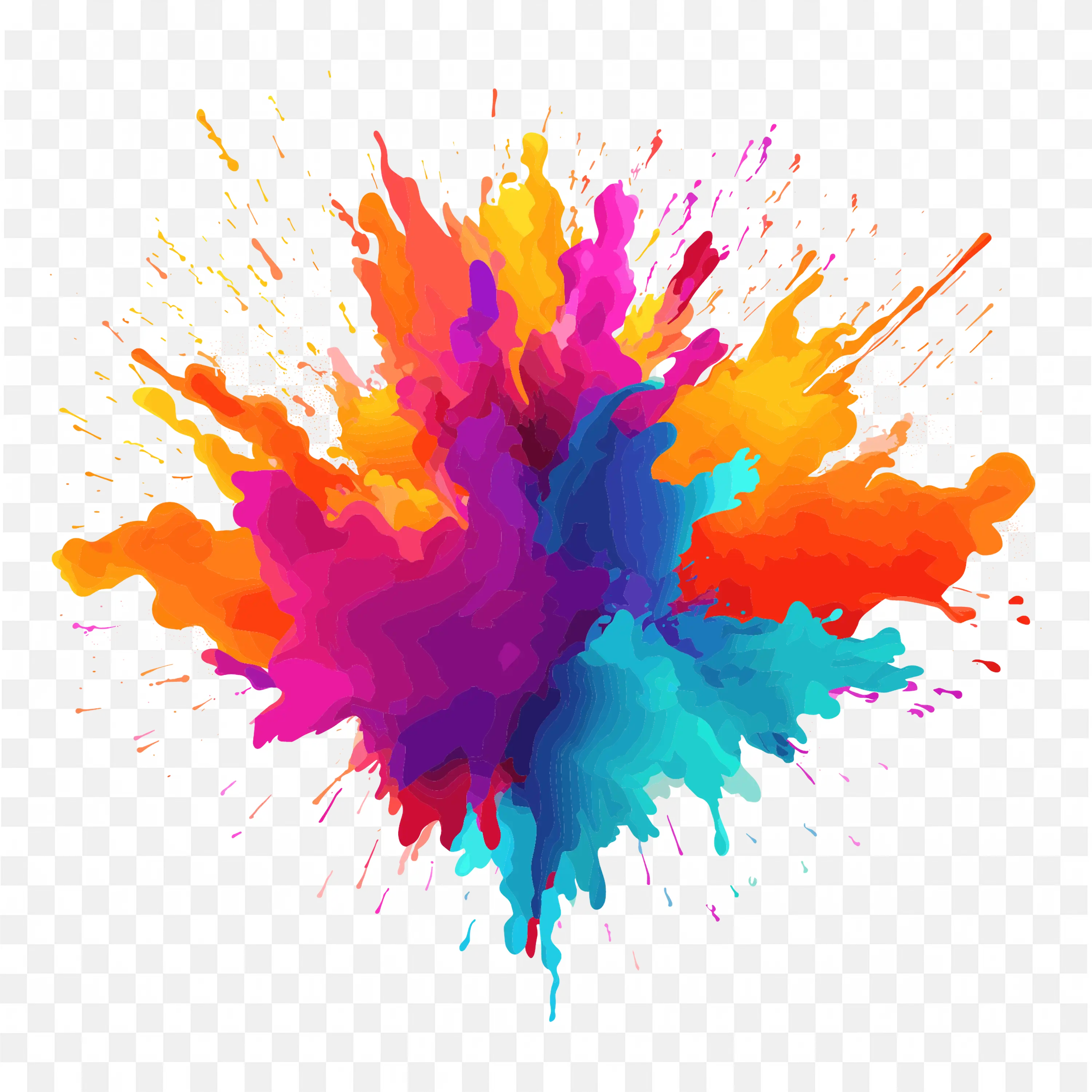Colour Explosion Art with Red Orange Pink and Blue Splash