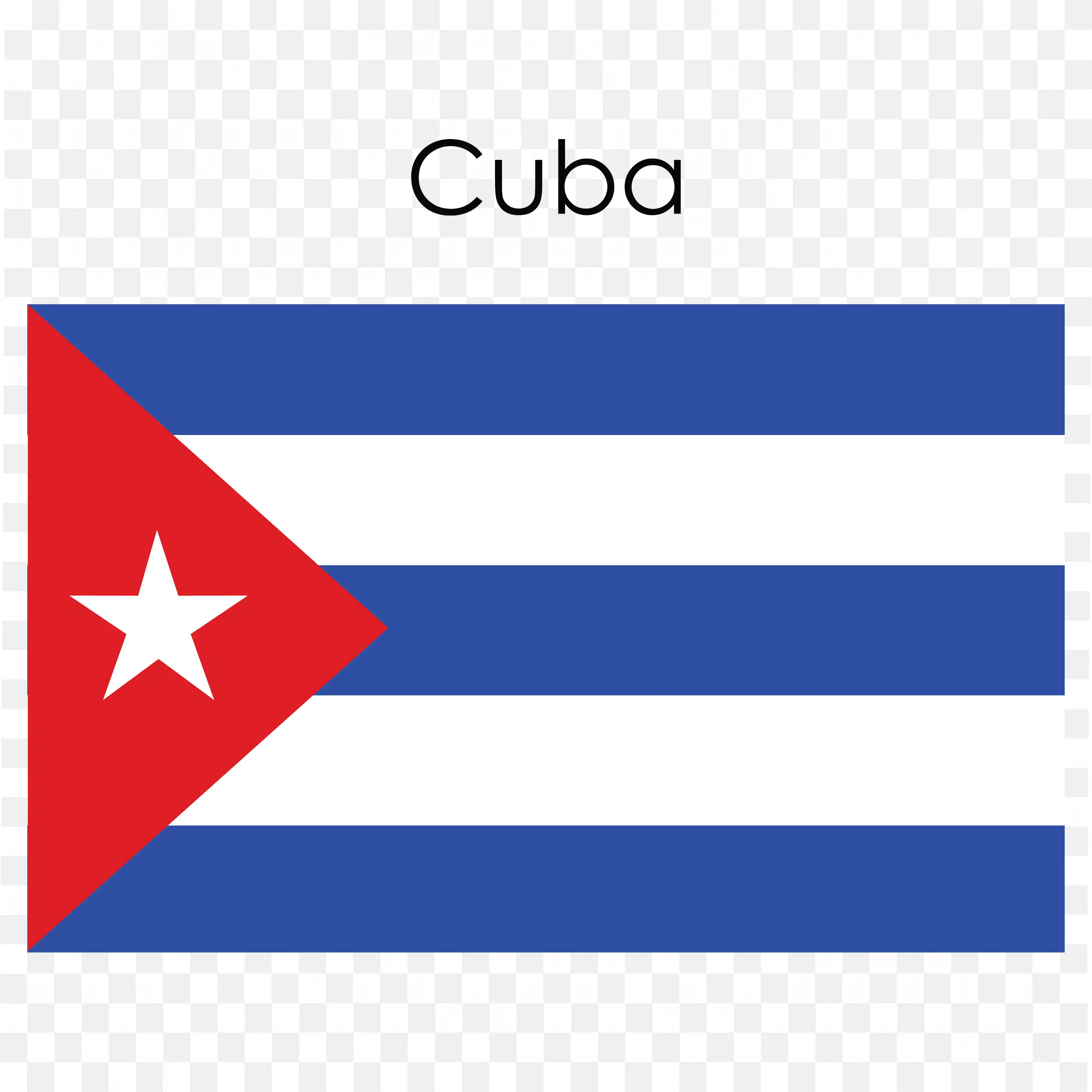 Cuba Flag with Blue and White Stripes and a Red Triangle