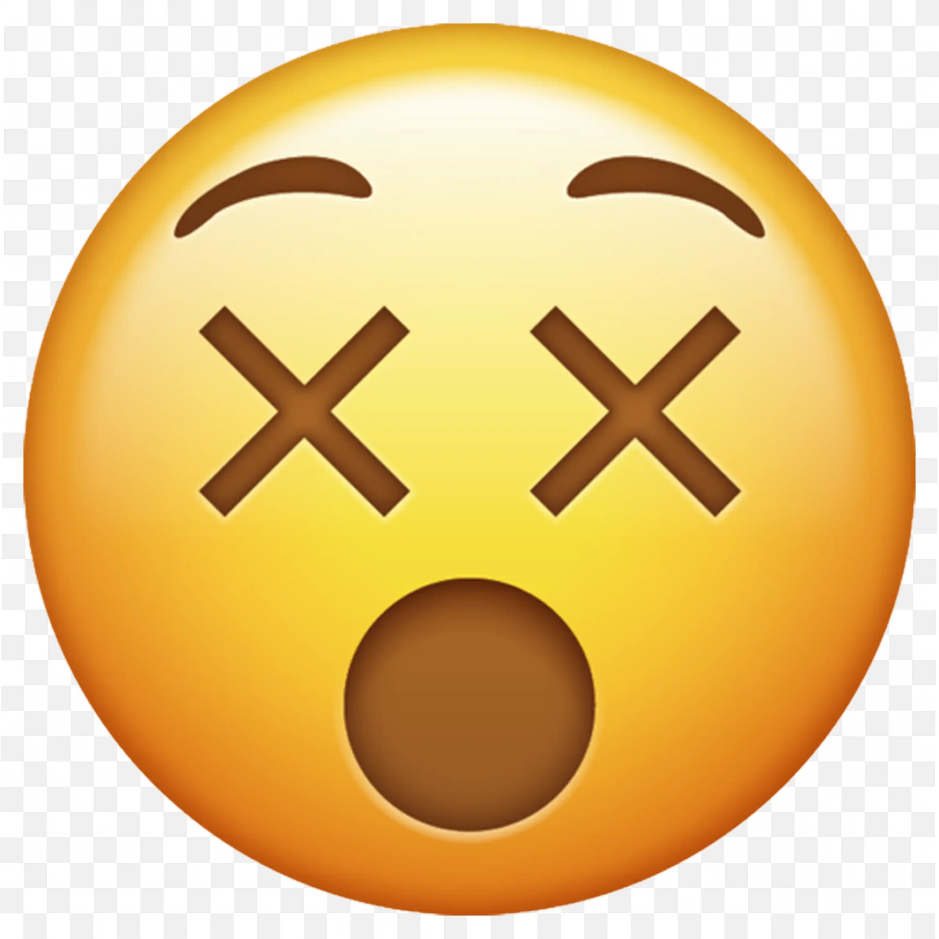 Dizzy Face Emoji with X Eyes and Open Mouth Free PNG Image