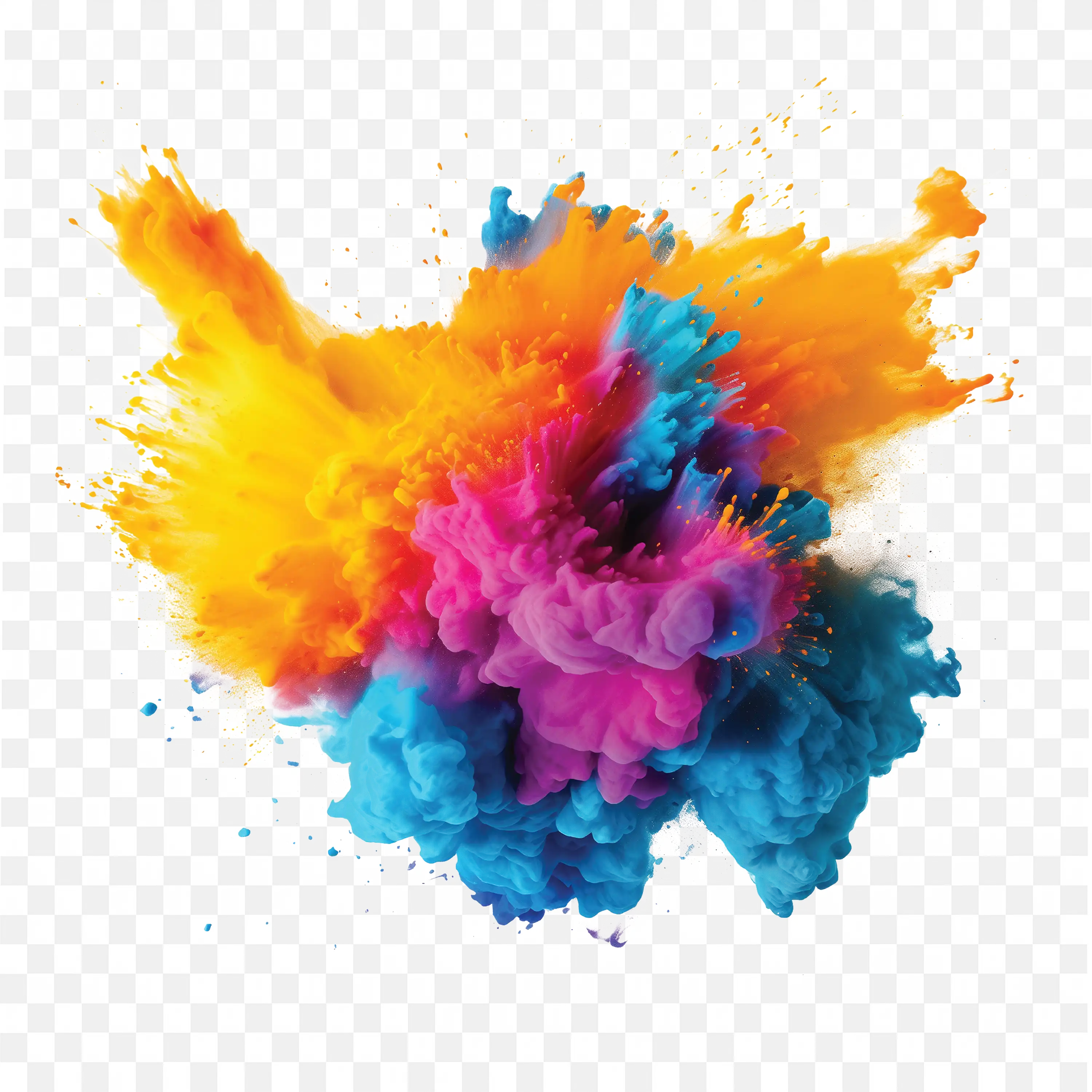 Dynamic Colour Splash Artwork with Yellow Blue and Magenta