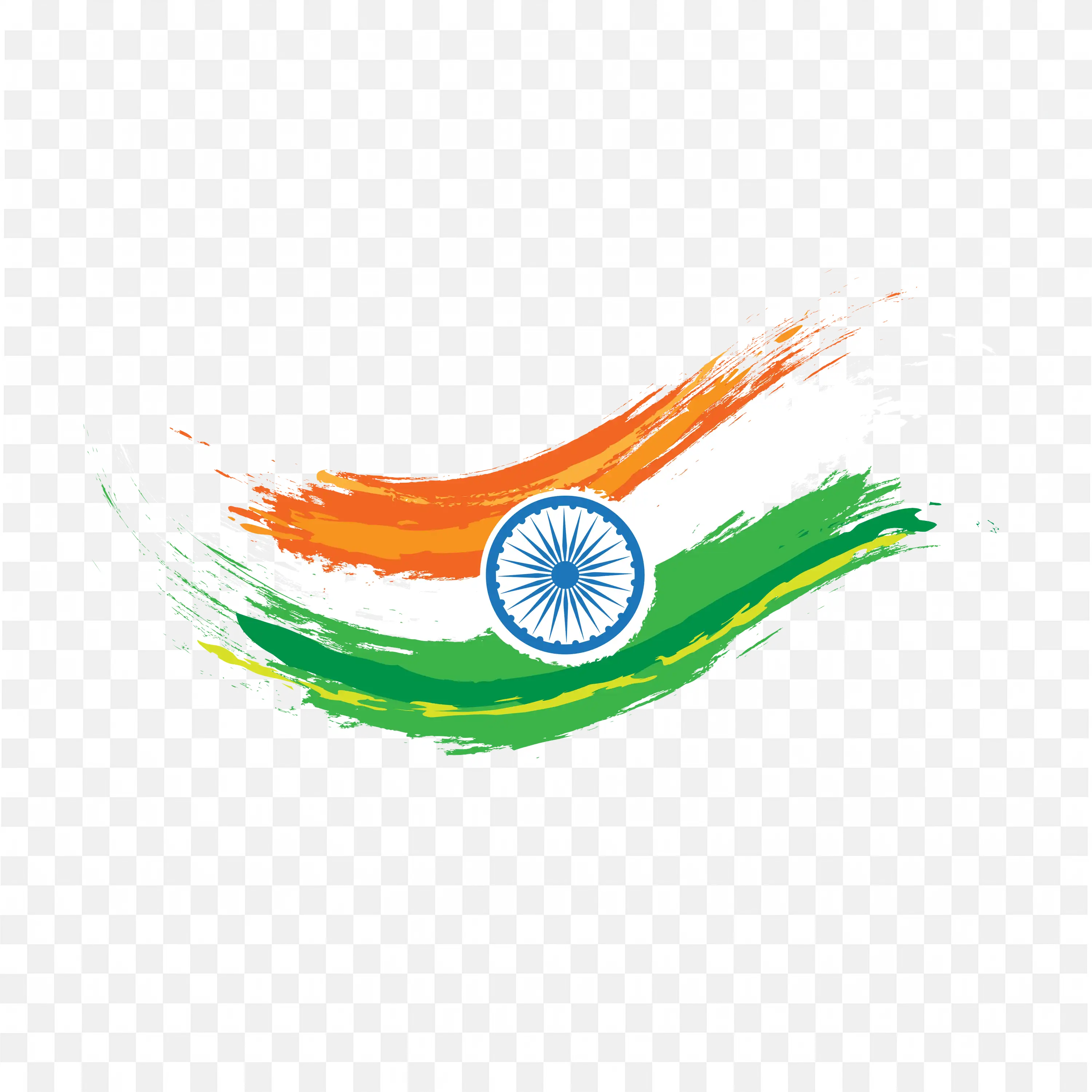 Dynamic Indian Flag Brush Mark In a Wave Pattern PNG Image