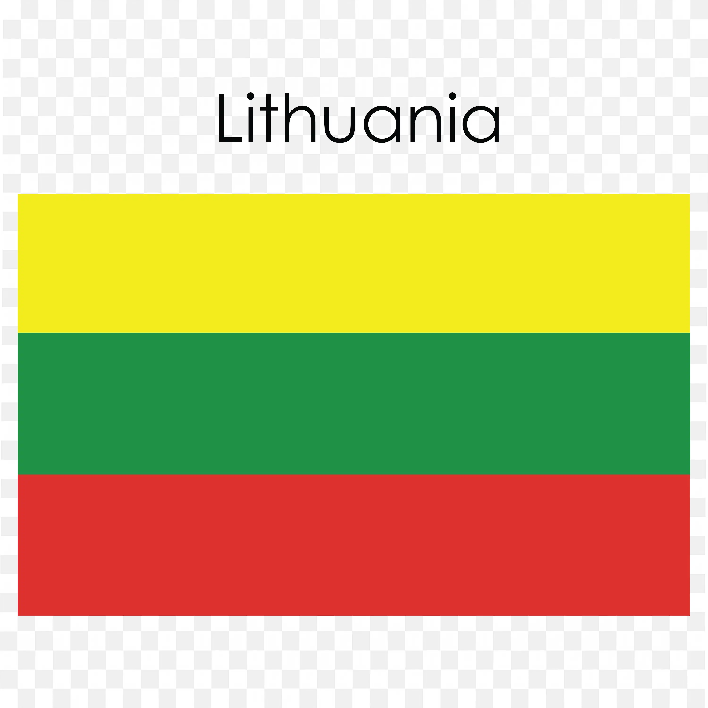 Flag Of Lithuania with Yellow Green and Red Bands PNG