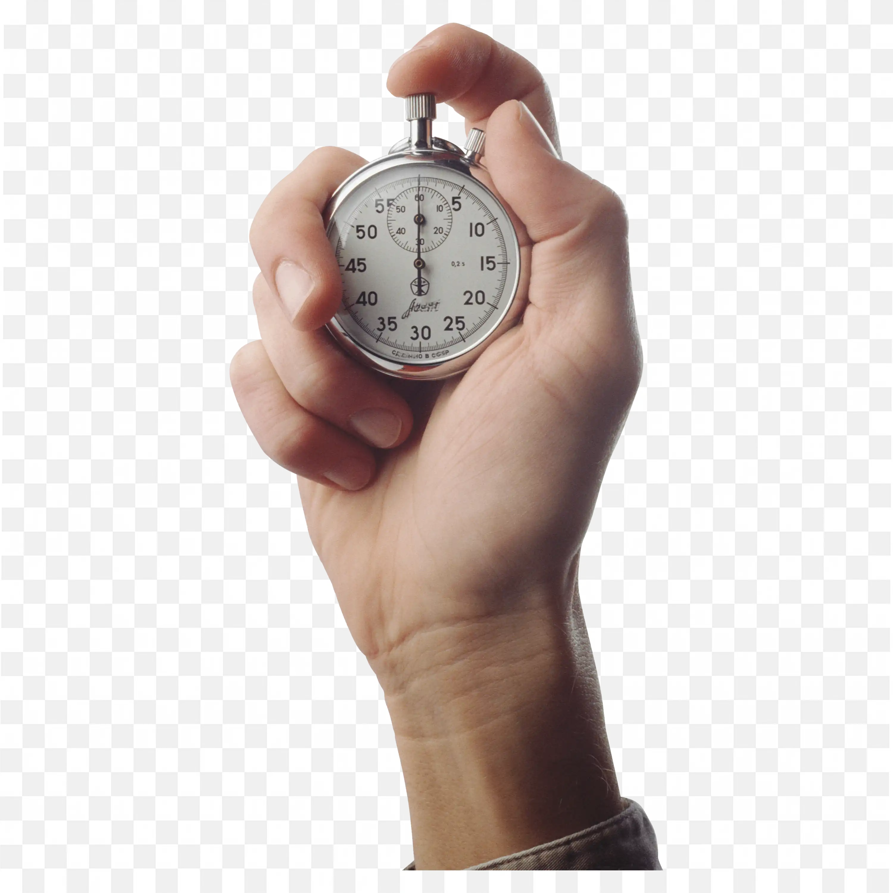 Hand Holding a Stopwatch for Timing Free PNG Download