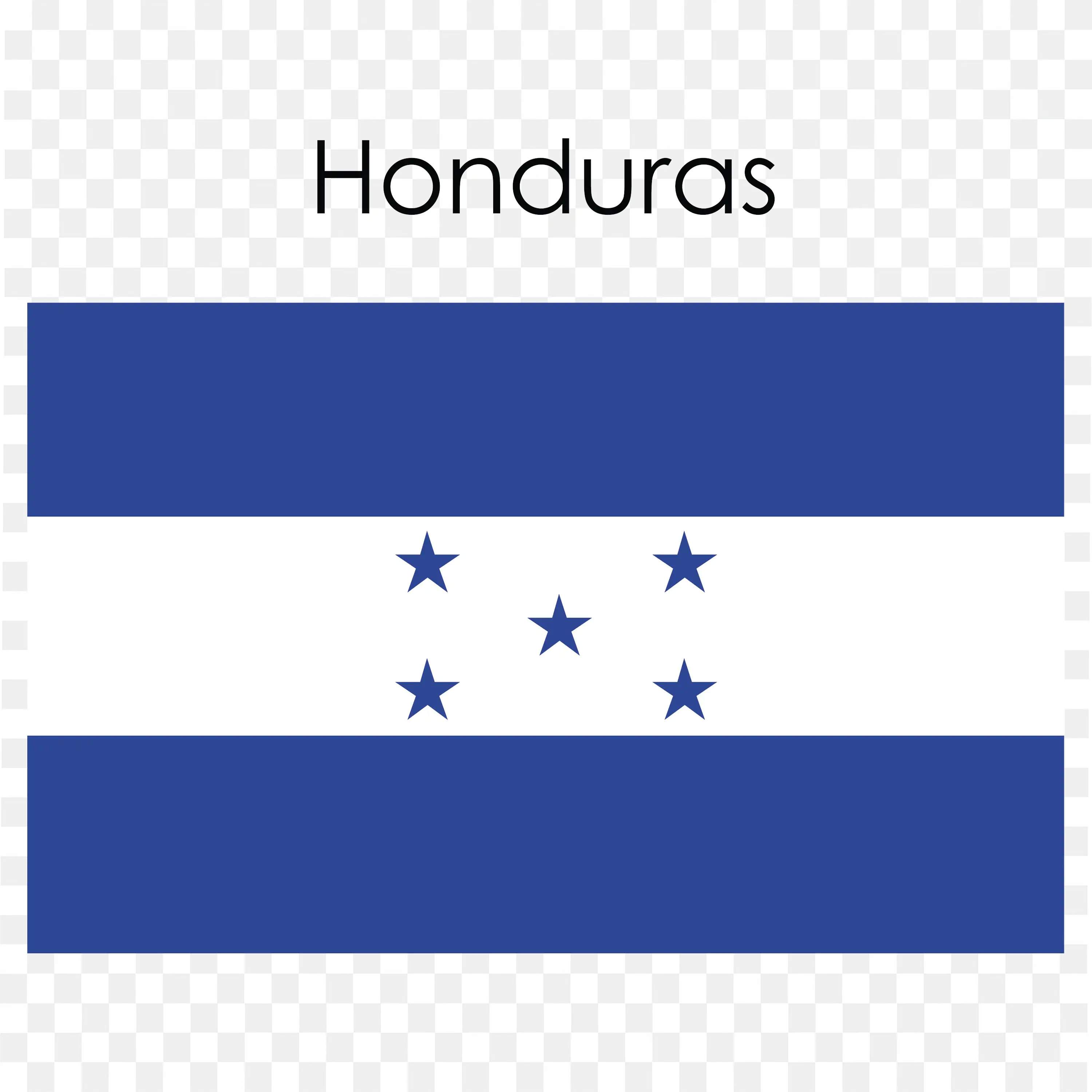 Honduras Flag with Blue Bands and Five Blue Stars PNG
