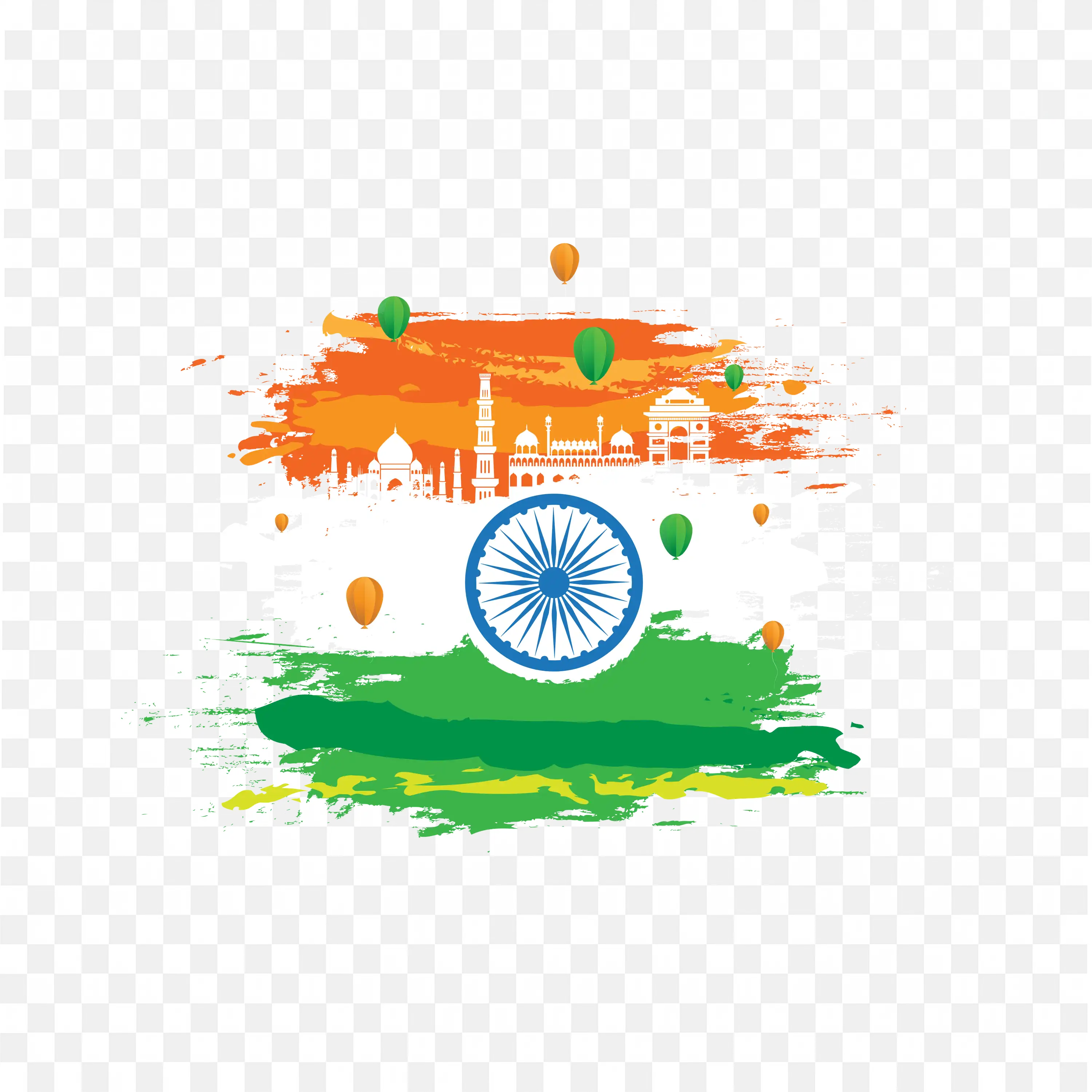 Indian Flag Artistic Splash Design Free PNG Download