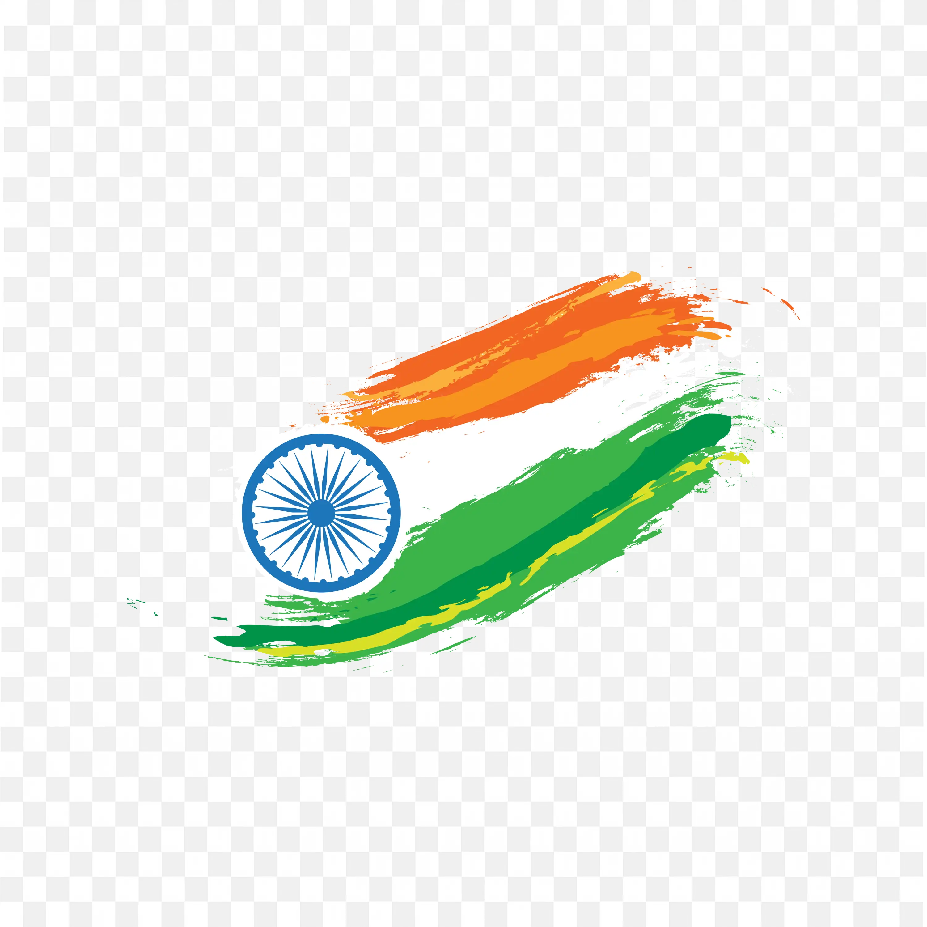 Indian Flag Brush Mark with Ashoka Chakra Free PNG Download
