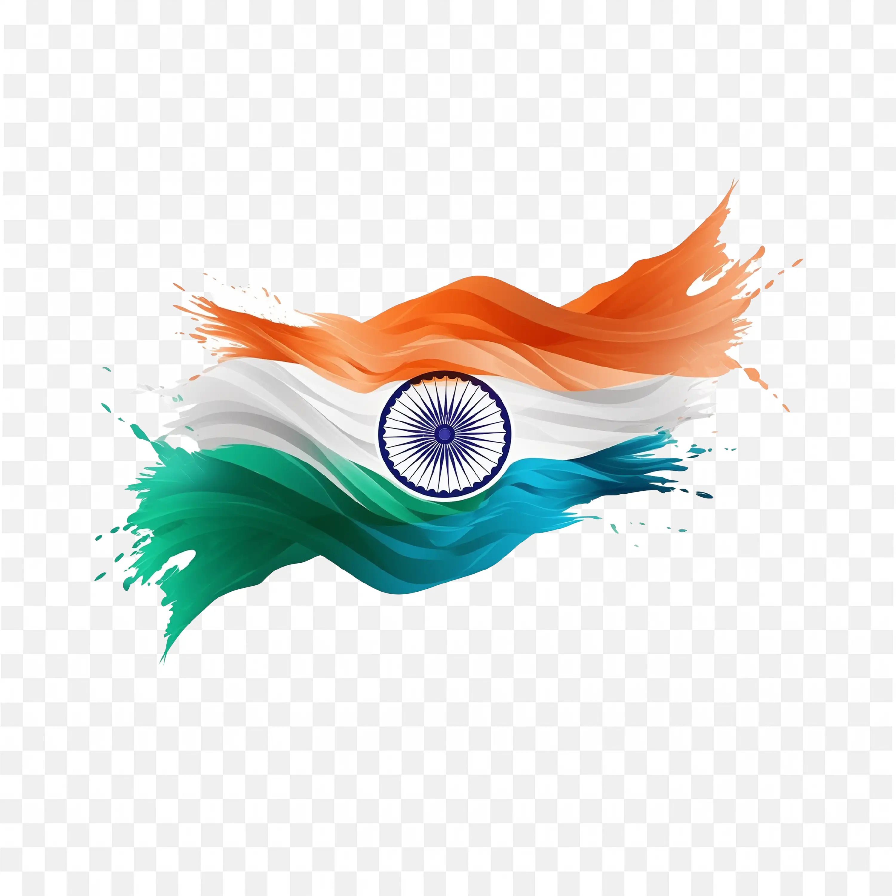 Indian Flag Digital Artistic Wave Design PNG Download