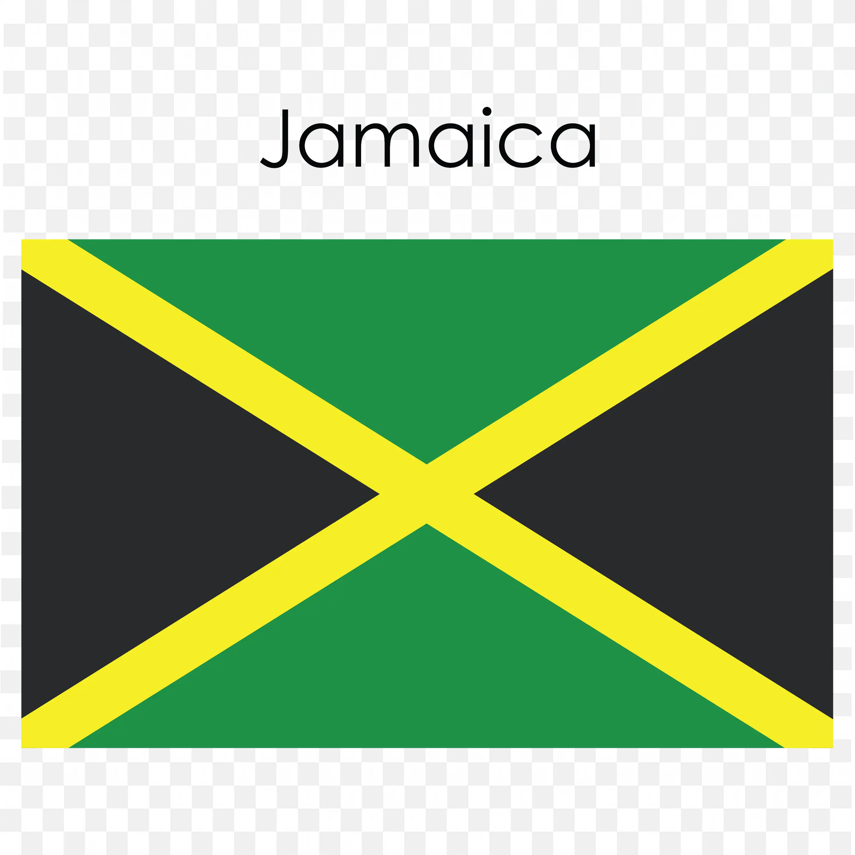 Jamaican Flag with Green Black and Gold Diagonal Crosses