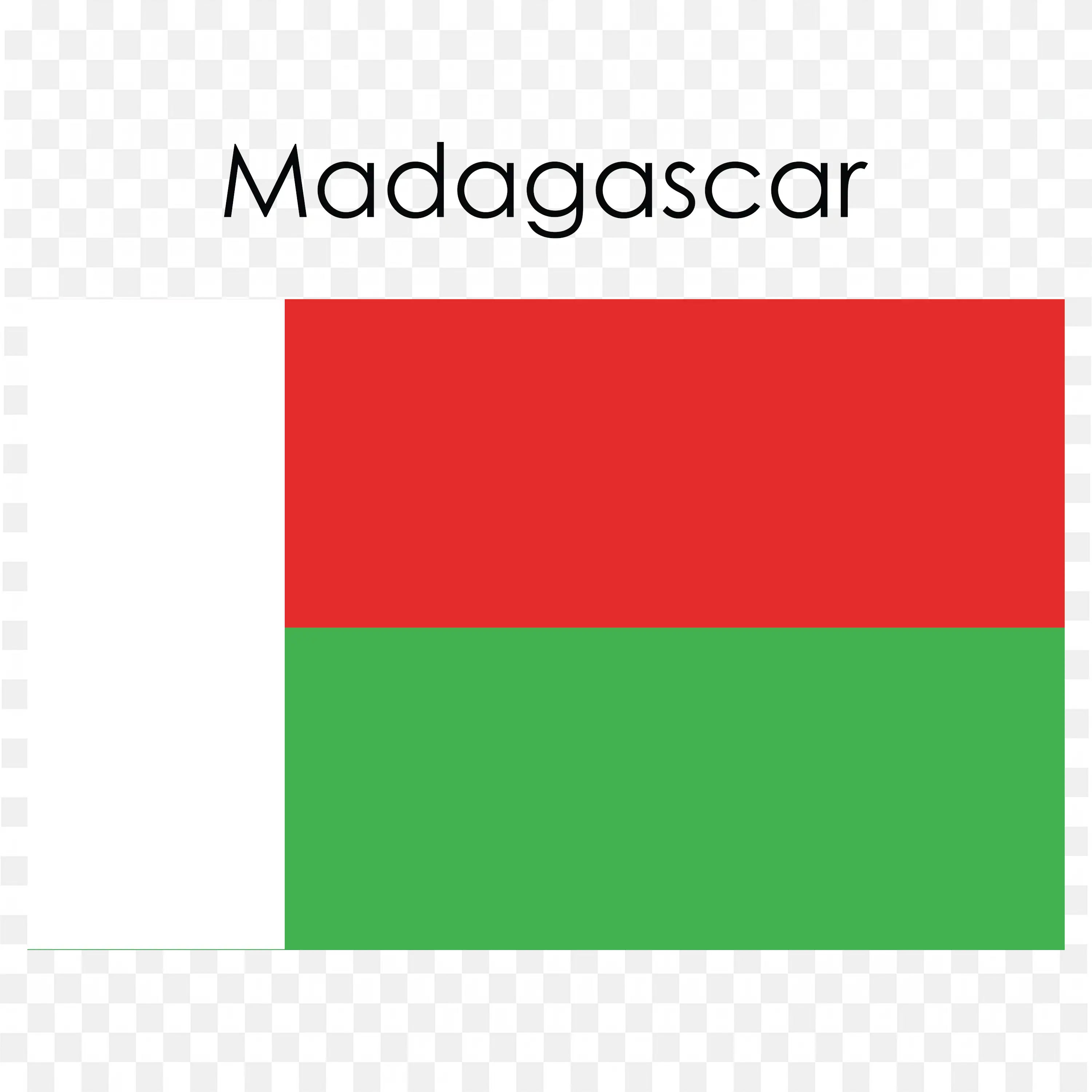 Madagascar Flag with Red Green and White Sections PNG