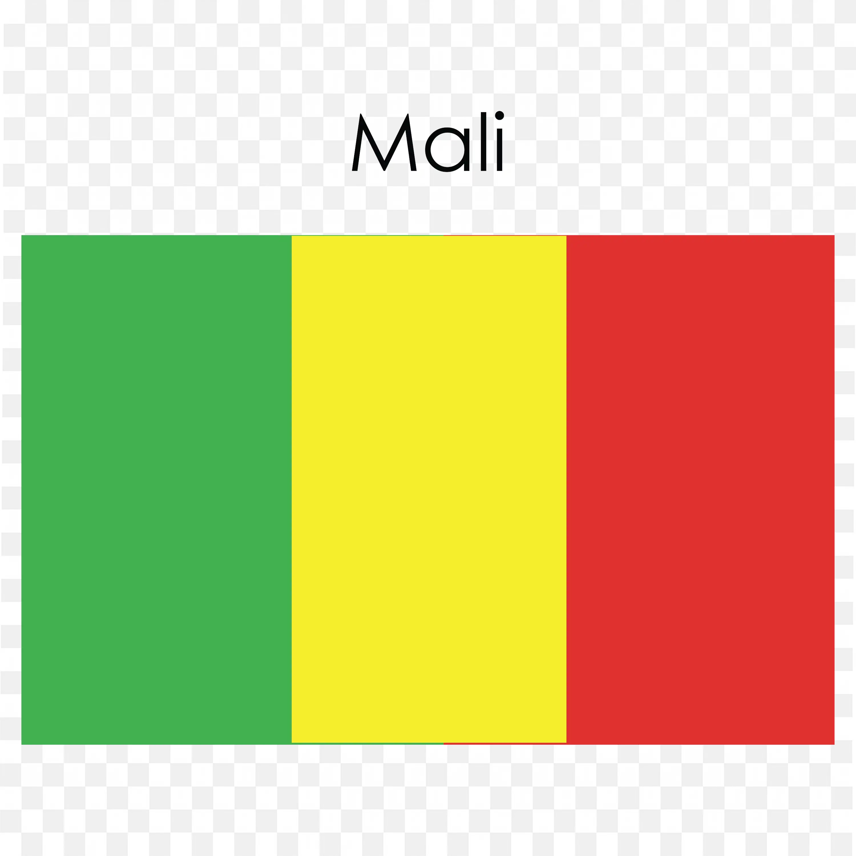 Mali Flag with Green Yellow and Red Vertical Bands PNG