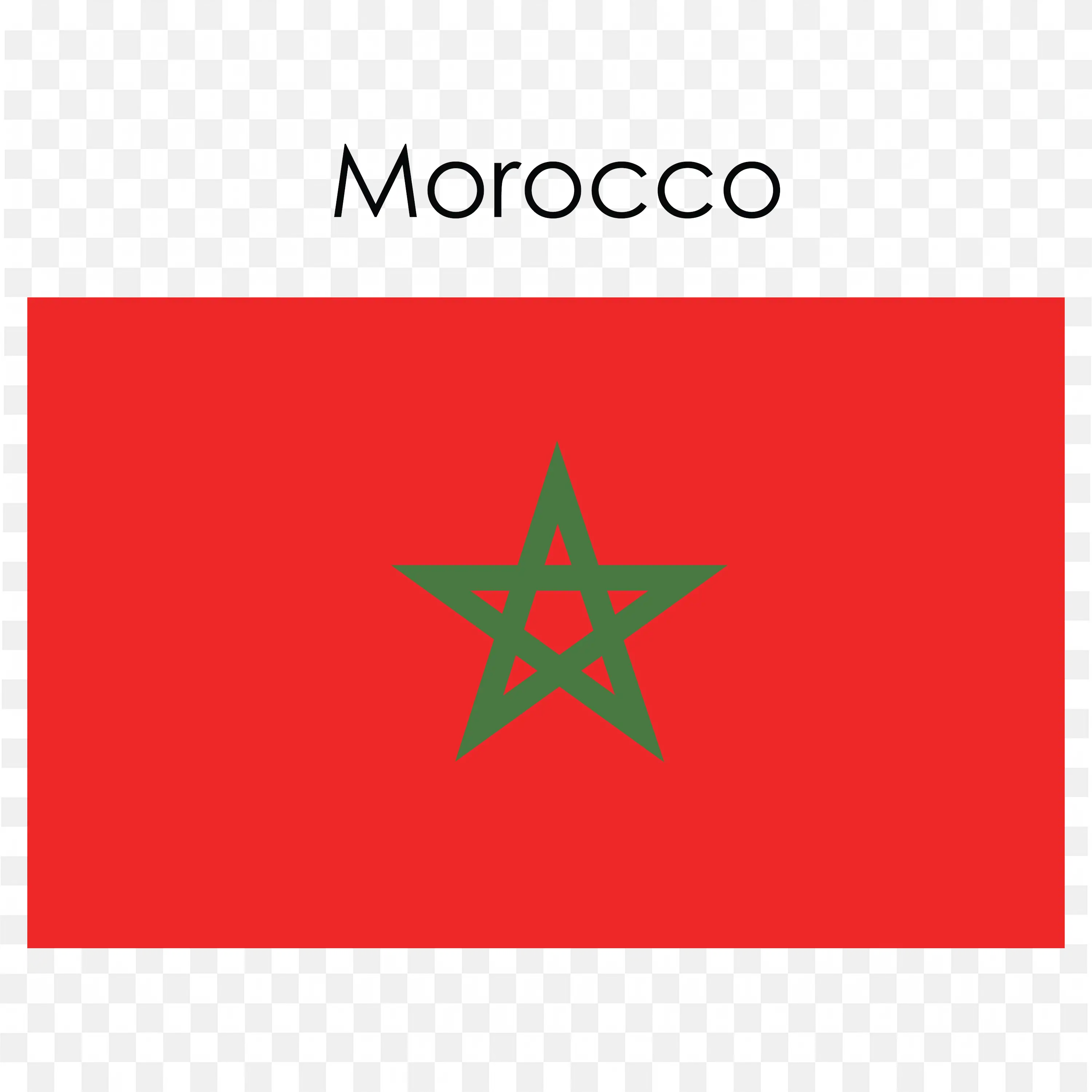 Morocco Flag with Red Background and Green Star In Center