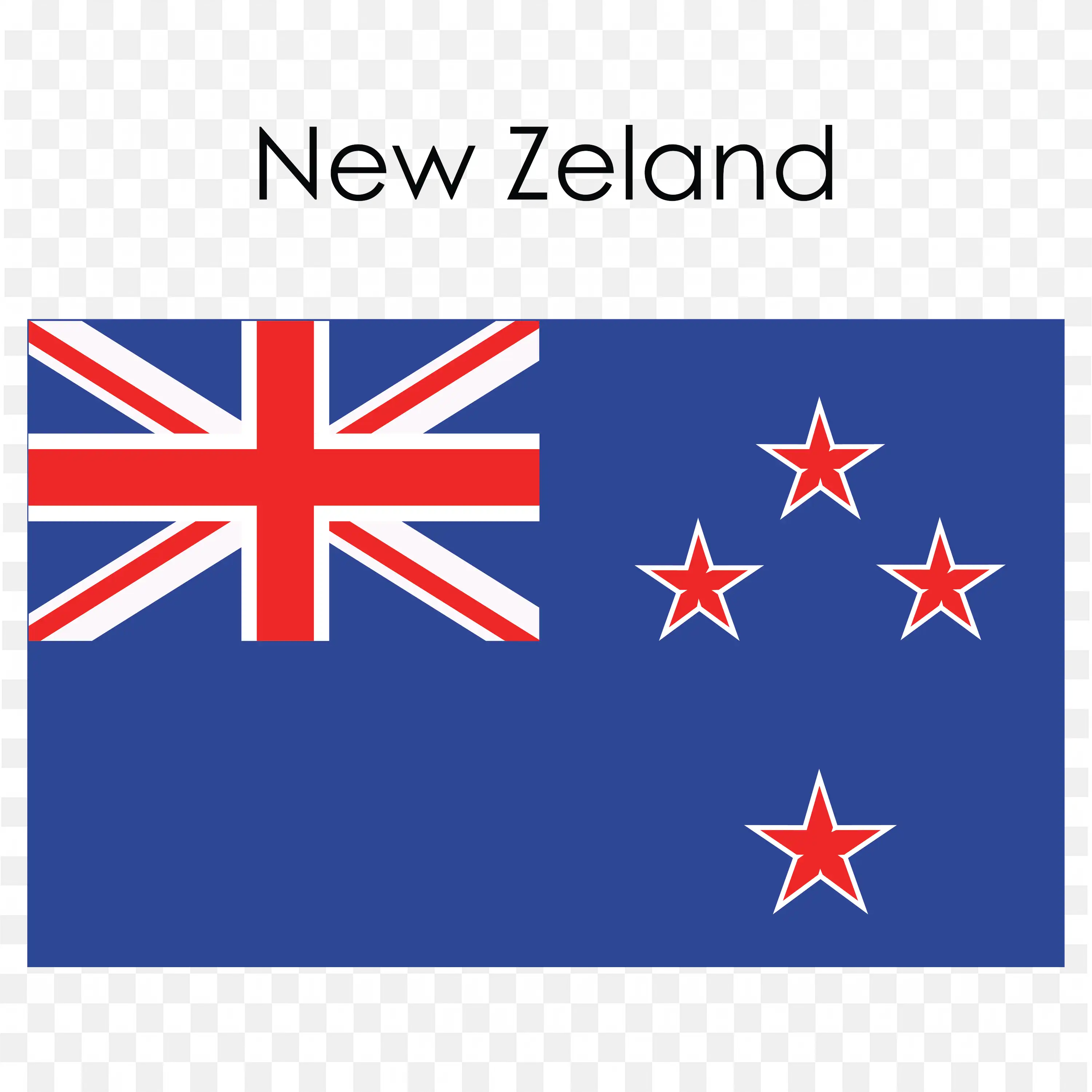 New Zealand Flag with Union Jack and Four Red Stars PNG