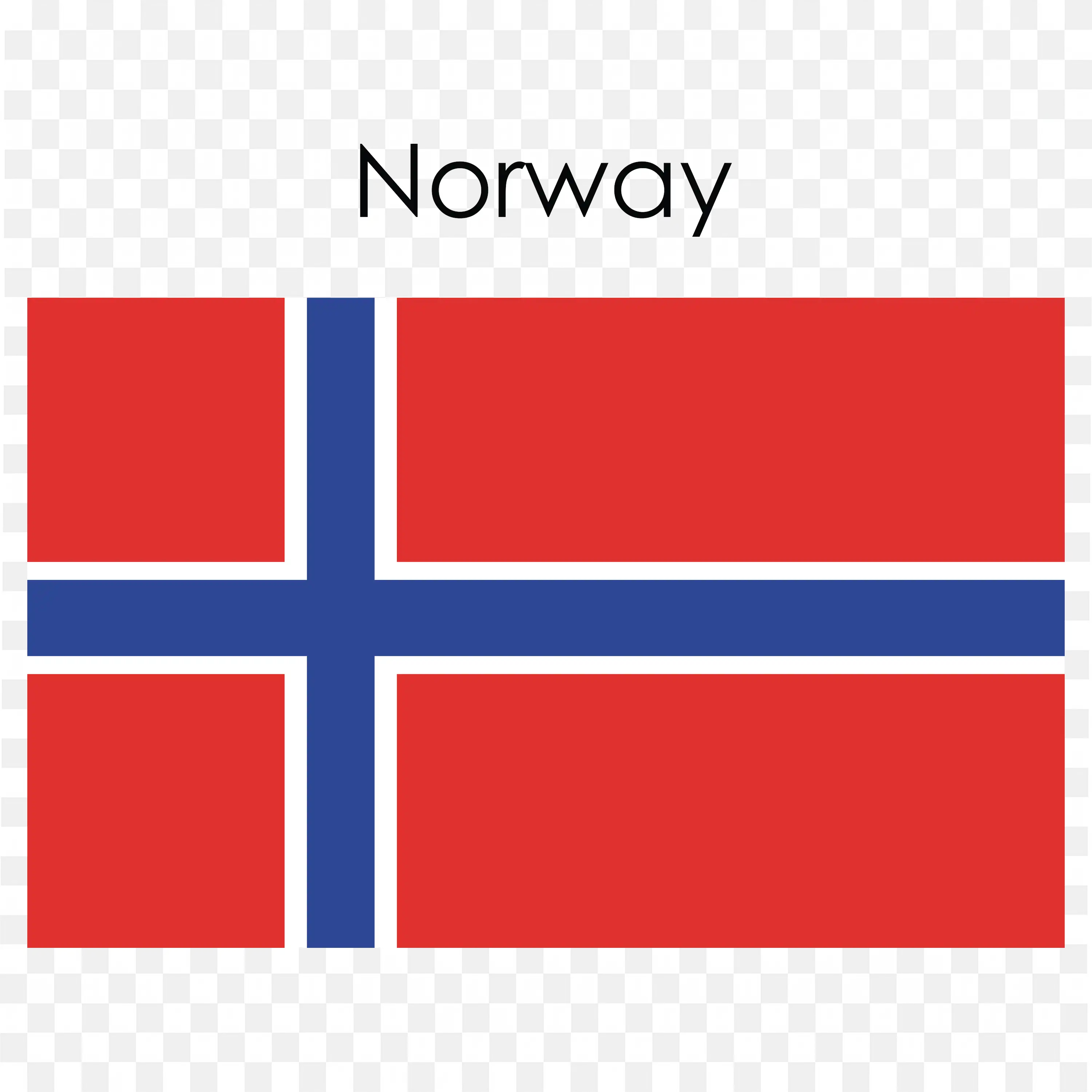 Norway Flag with Red and Dark Blue Cross Outlined PNG