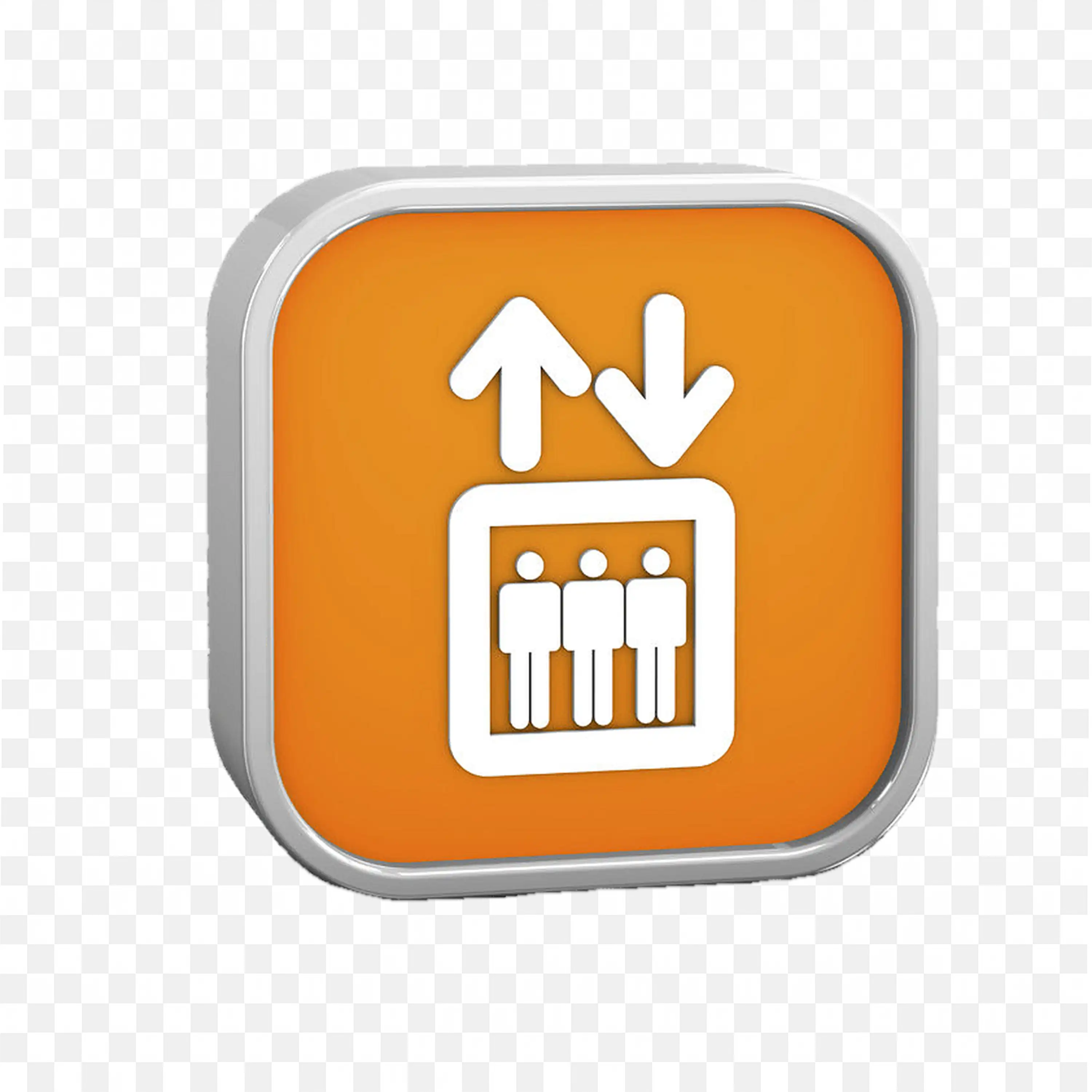Orange Elevator Icon with Arrows for Up and Down PNG Image