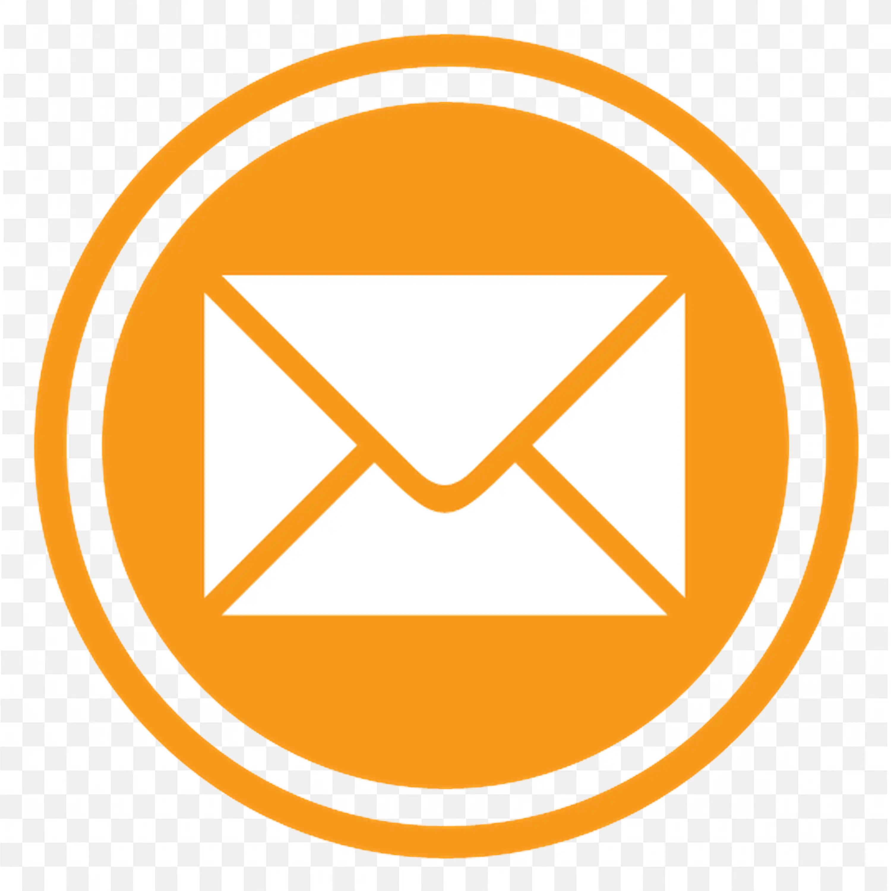 Orange Mail Envelope Icon Inside Circle Free PNG Download
