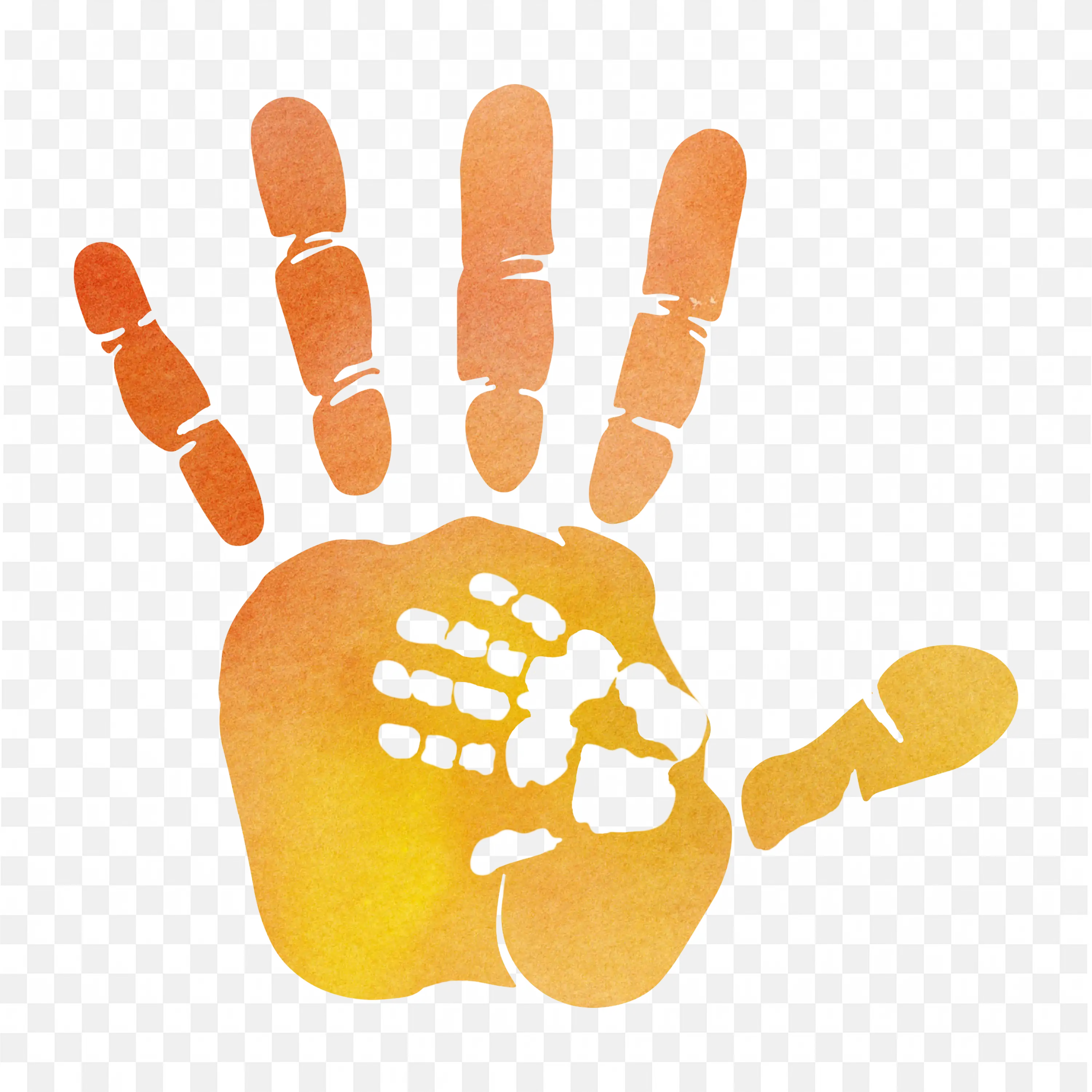 Orange and Yellow Galaxy Handprint Symbol Free PNG Image