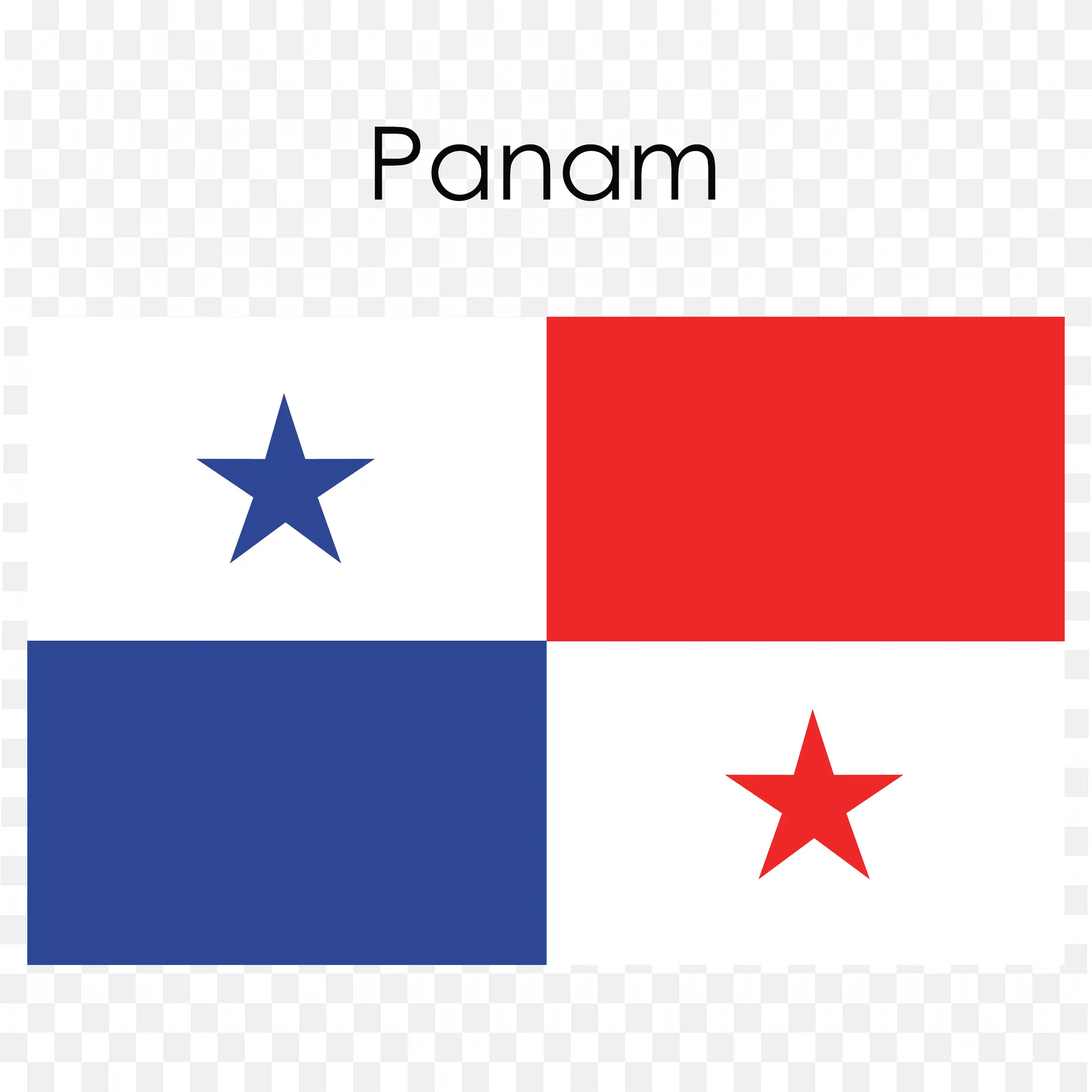 Panama Flag with Four Quadrants Stars In Red and Blue PNG