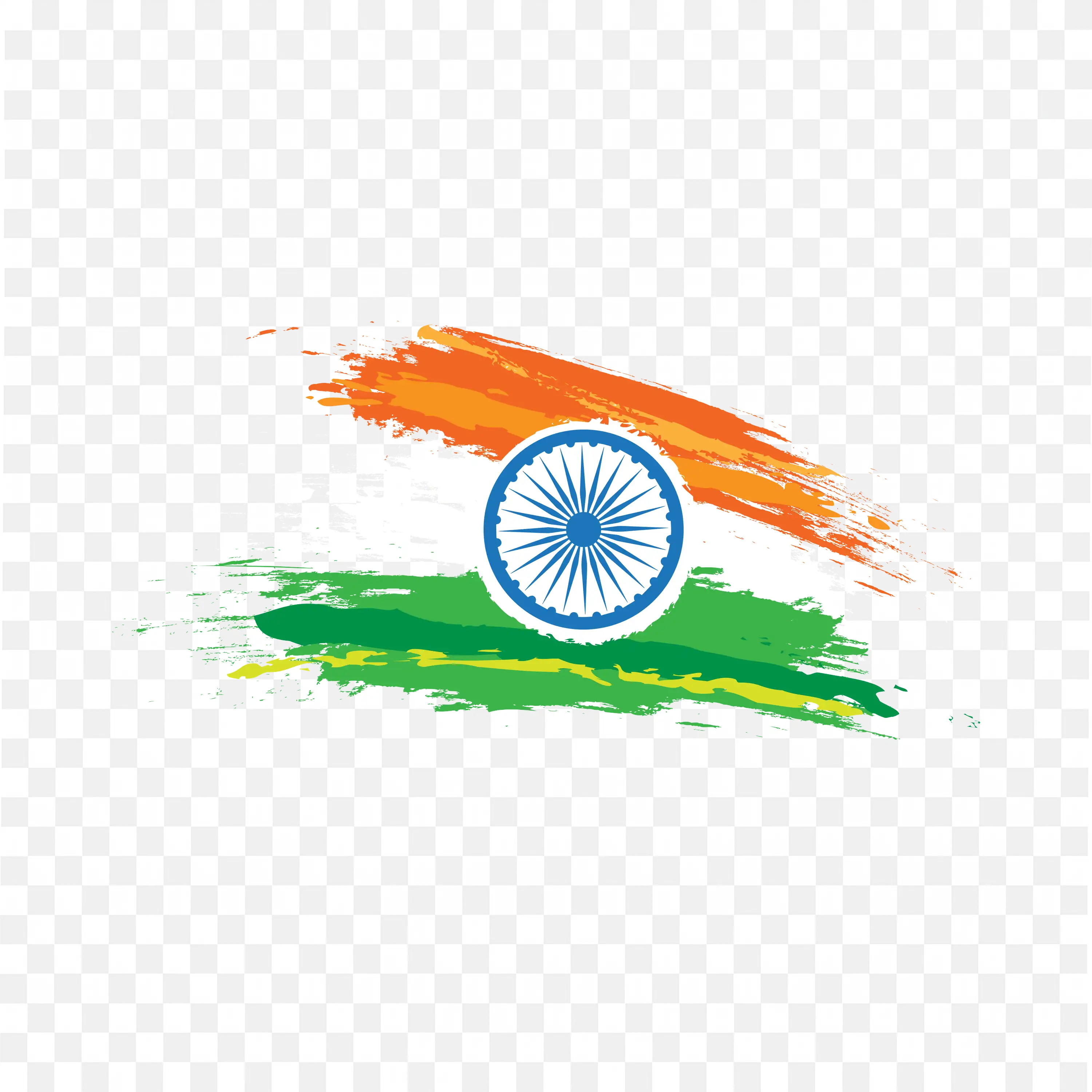 Patriotic Indian Flag Painted In Brush with Splashes PNG