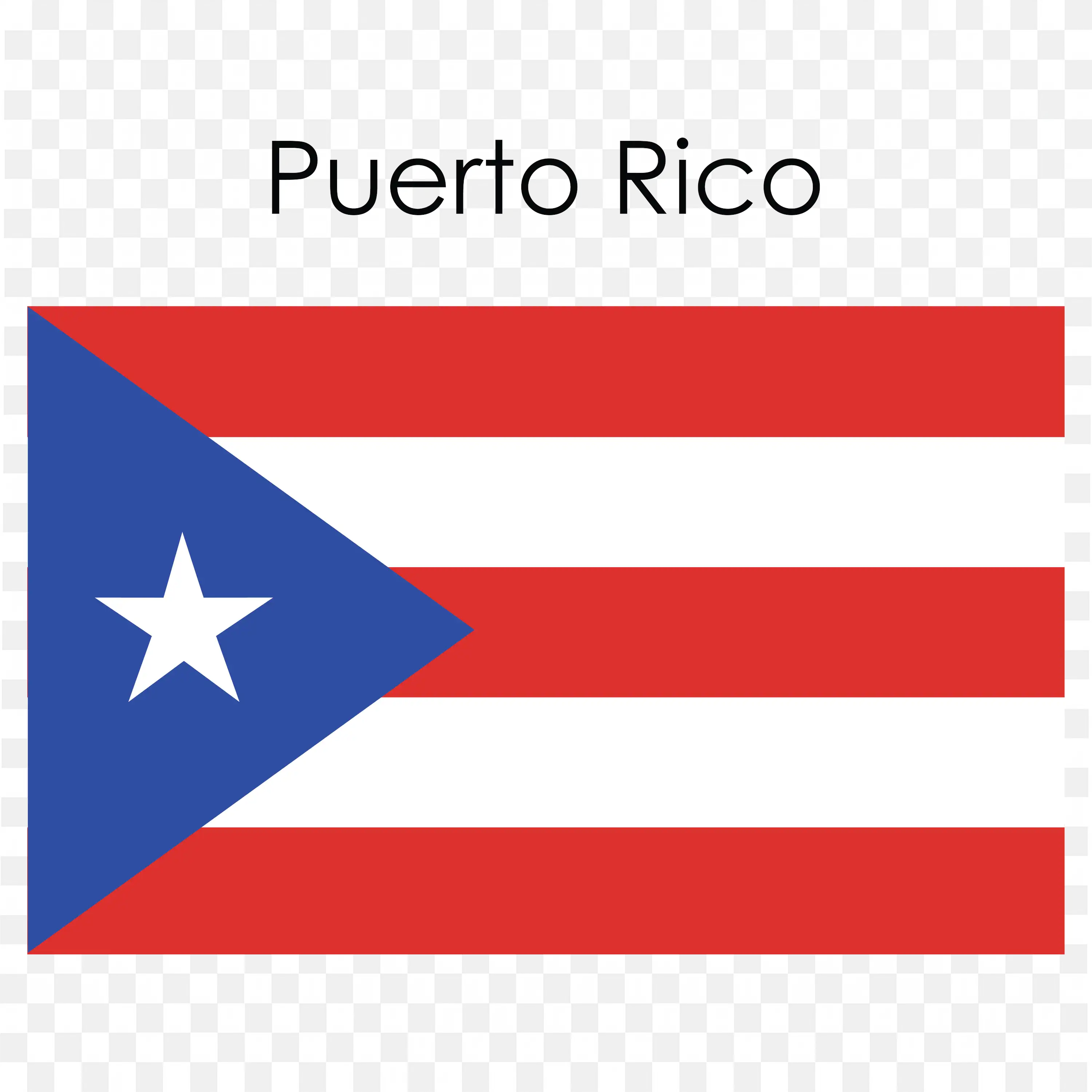 Puerto Rico Flag with Red Stripes and White Star on Blue